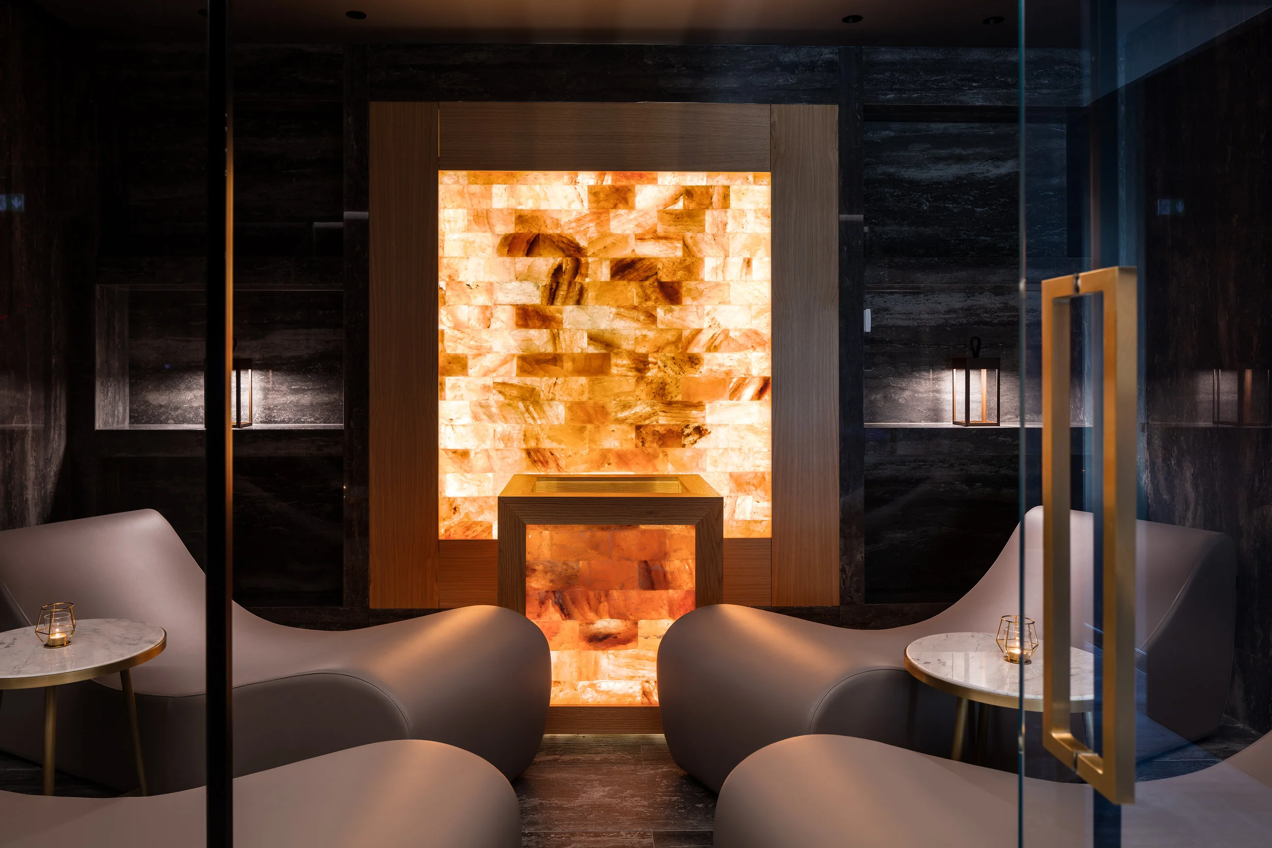 The Salt Relax Room at Ikalia Spa in Croatia emits ions and a gentle dry heat, assisting with respiratory wellness and creating a calm mood.