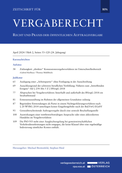 Auslegung einer „Arbeitspartie“ ohne Festlegung in der Ausschreibung