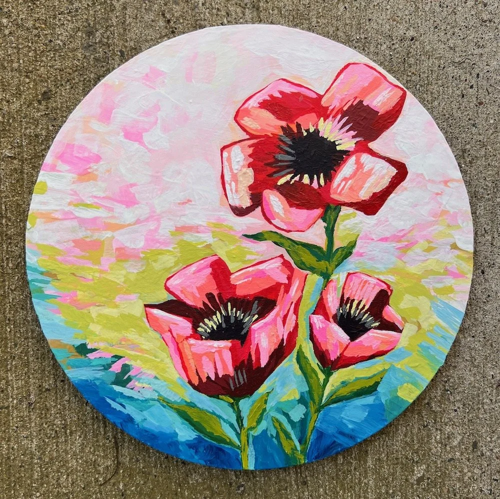 Pink Poppies (12" circle)