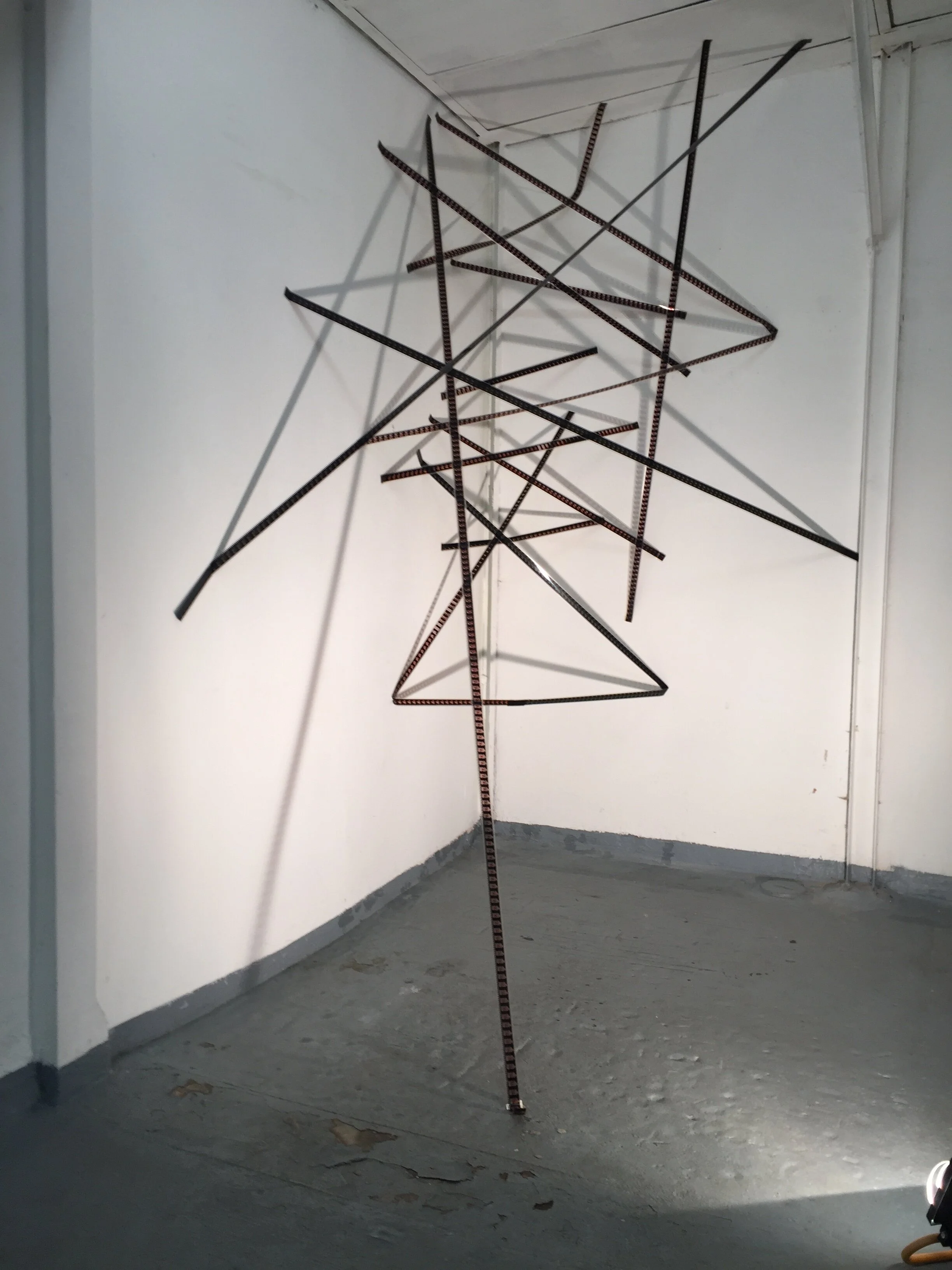 Installation with 35 mm Film, Work in Progress, 2019. 300 x 200 x 200 cm.