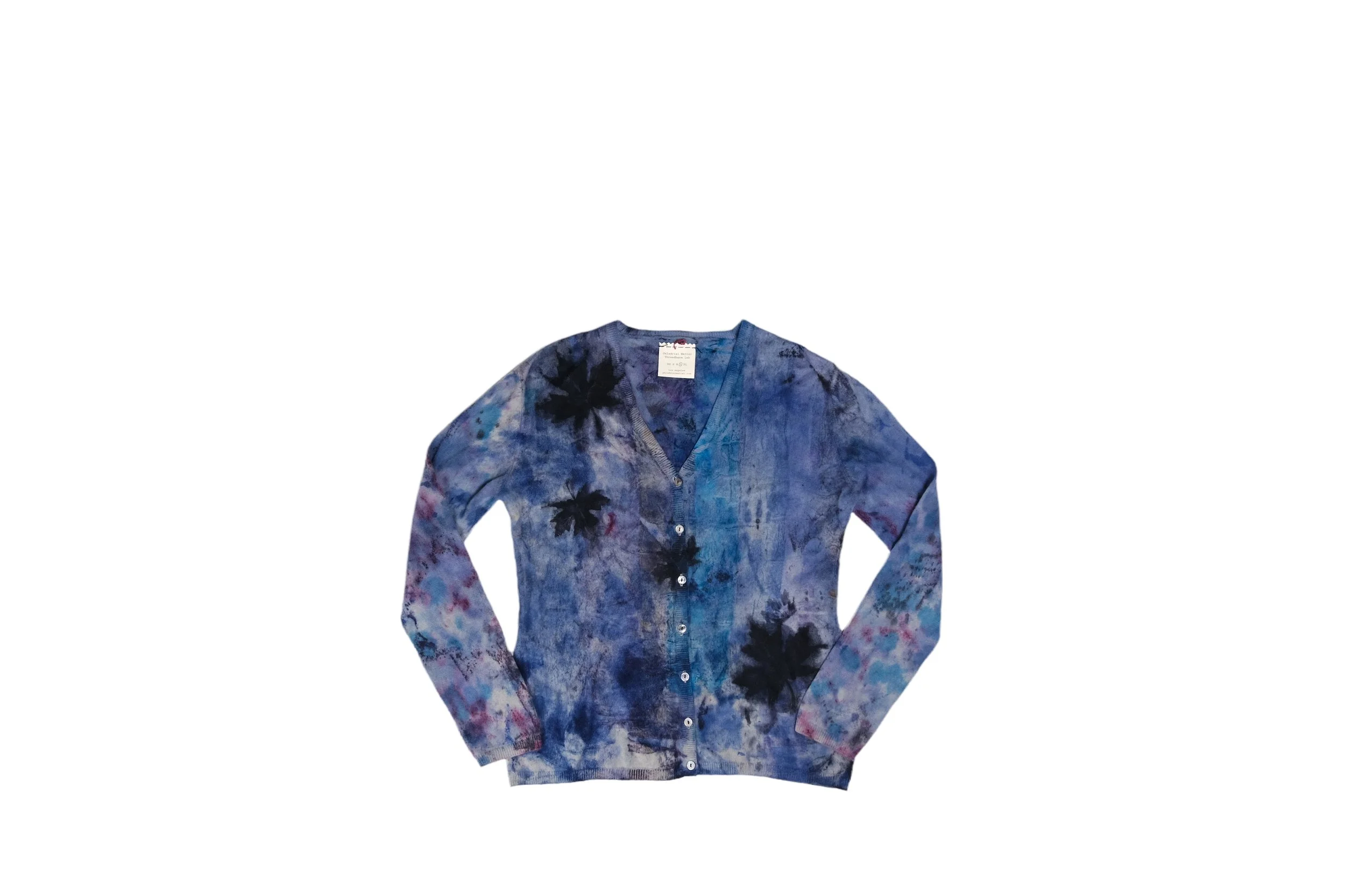 Flocked Noir With Maple Leaves in Gray With Blue Dust