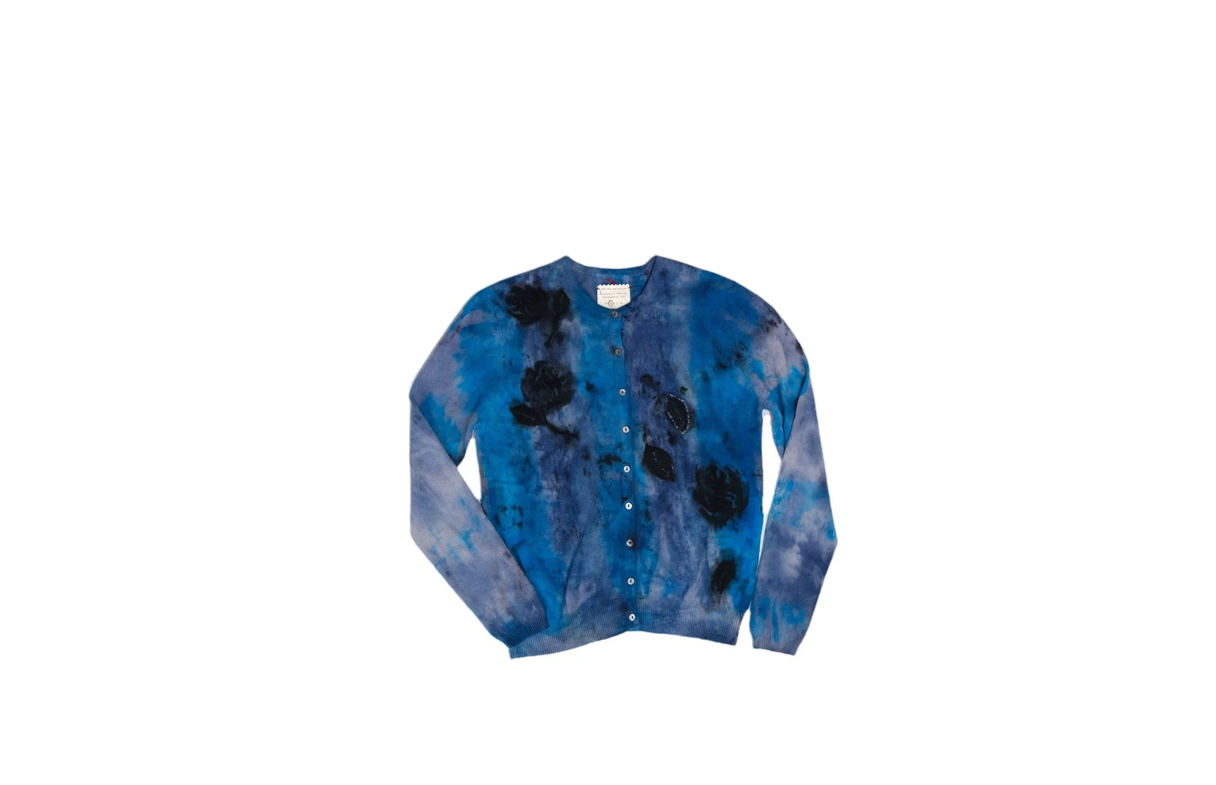 Flocked Noir With Roses in Light Navy W/ Blue Dust