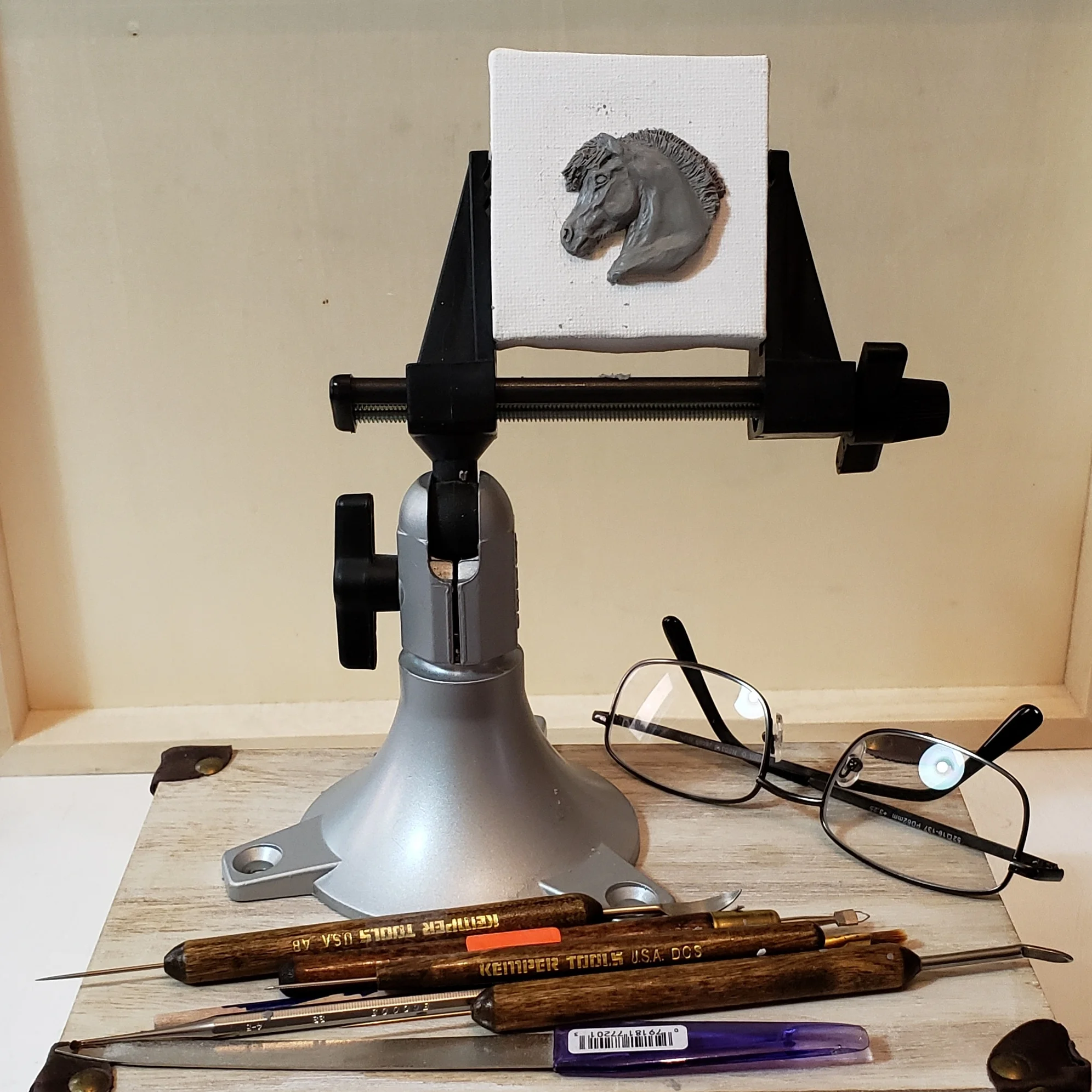 My teeny tiny easel set up for sculpting on a tiny scale.