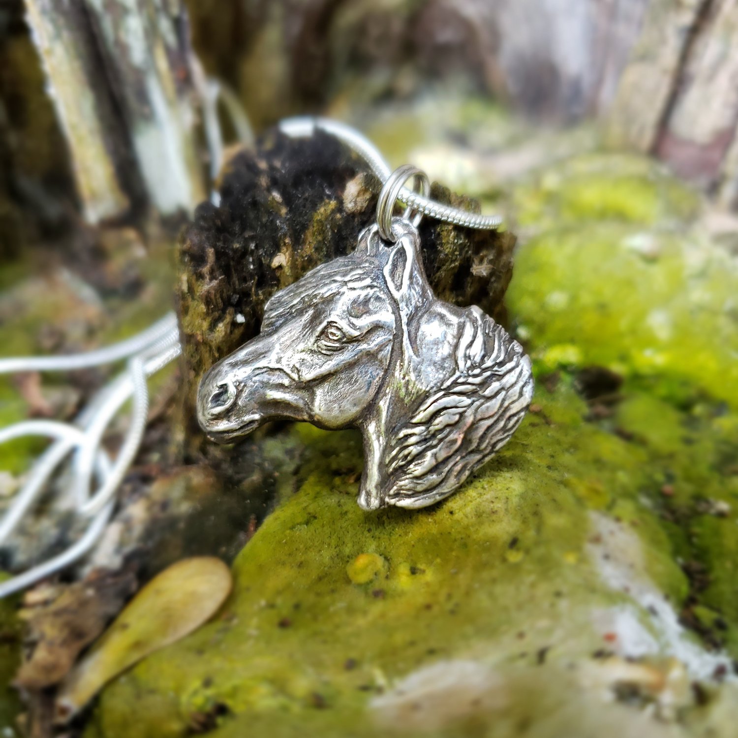 Fine Silver Horse Portrait Pendant - "Beauty"