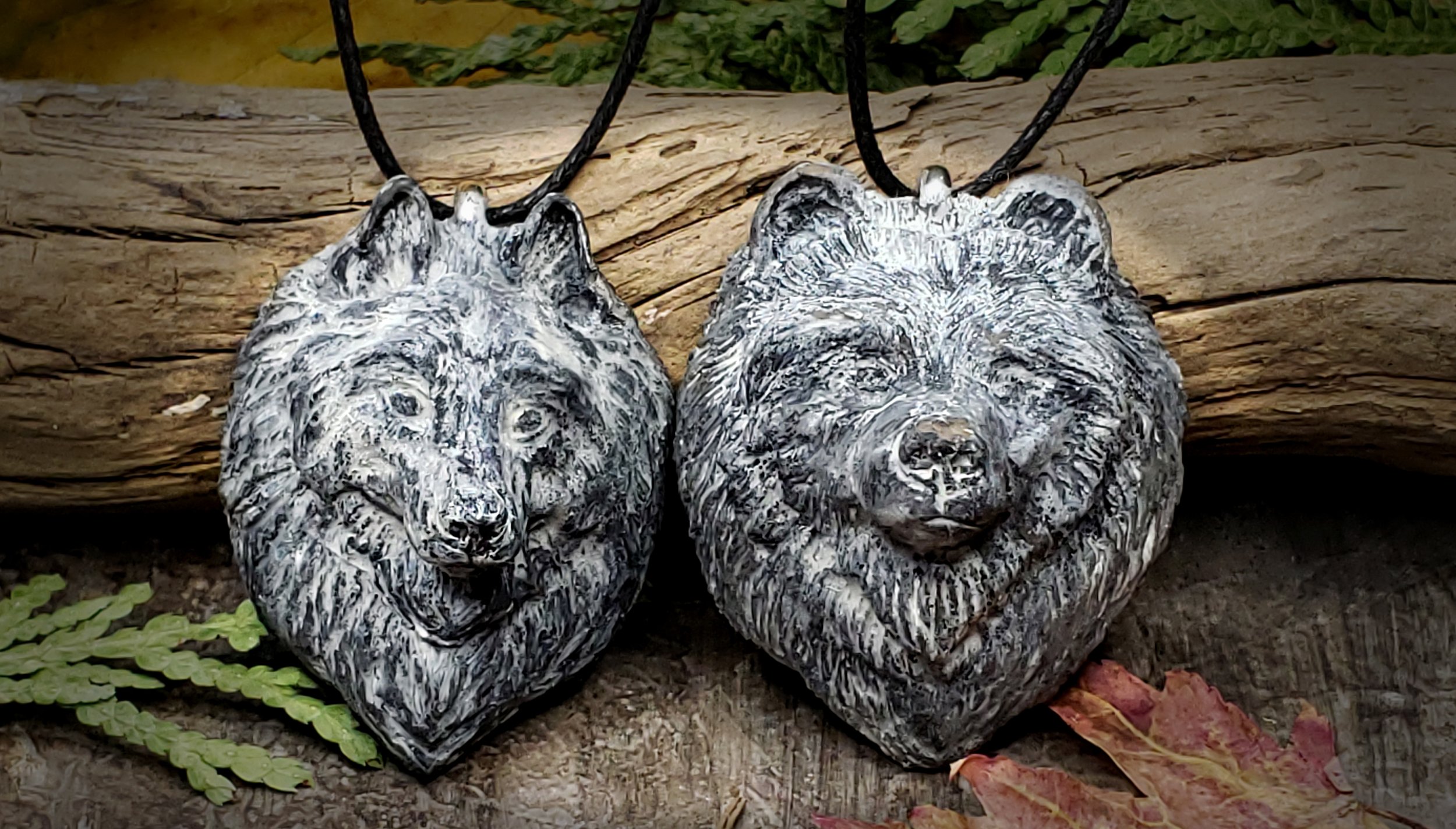 Wolf, Bear Portrait Sculpture Pendants