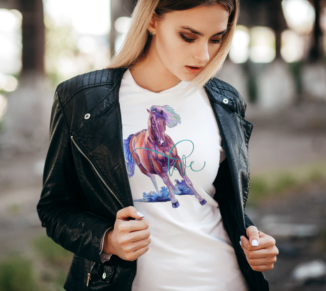 galloping paint horse lovers tshirt mockup woman with black jacket.png