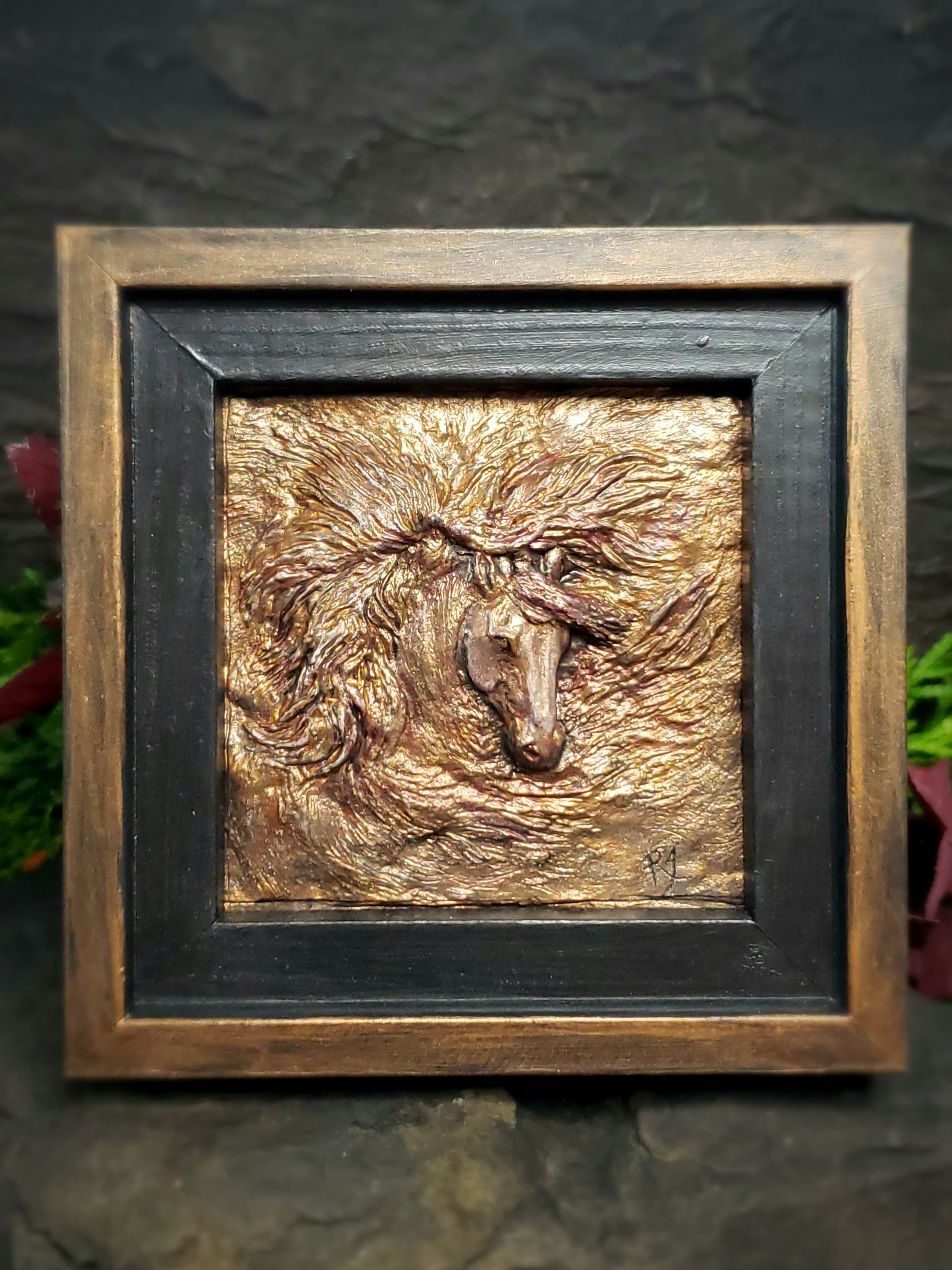 Bronze horse sculpture relief small renee fukumoto.jpg