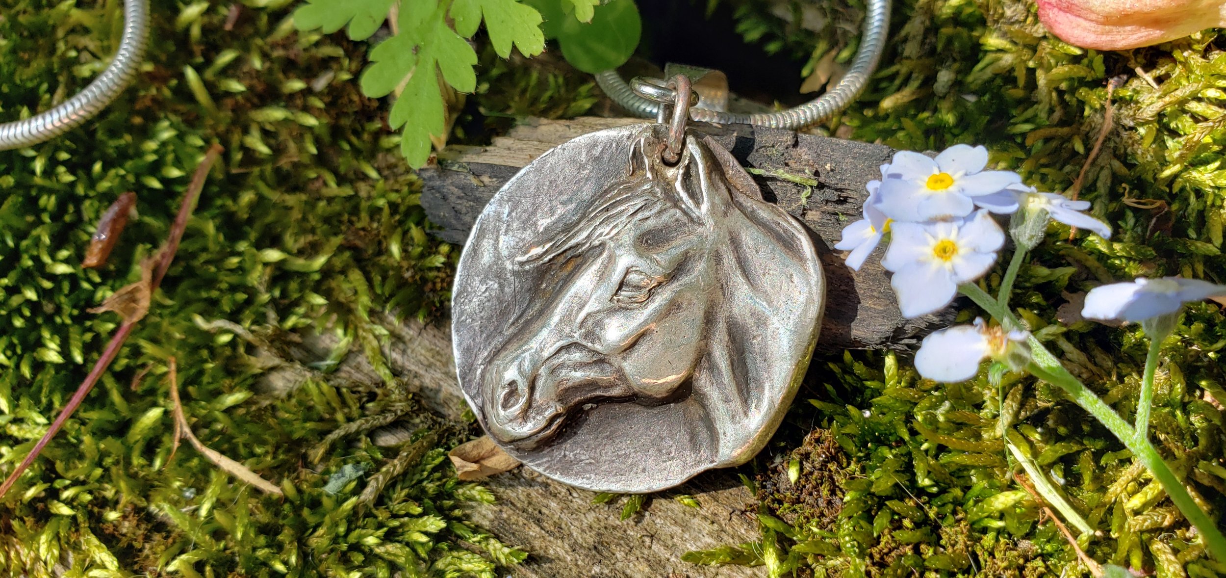 Fine Silver Horse Portrait Pendant - "Look of Eagles"