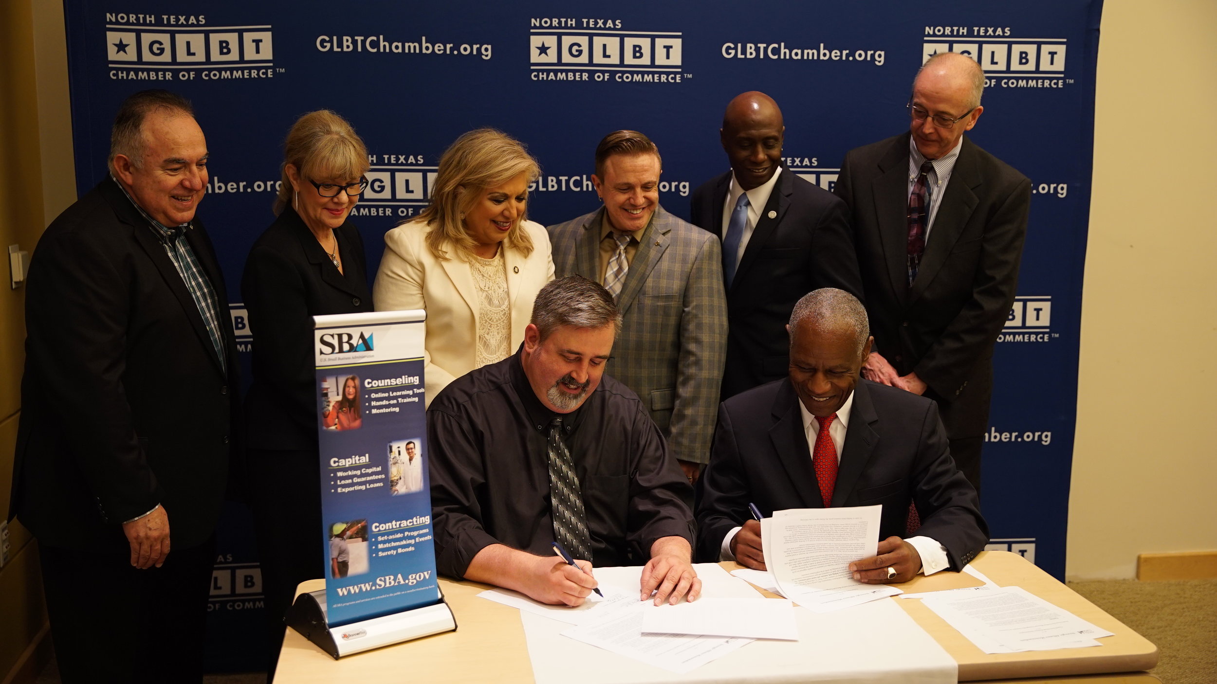 Chamber and SBA MOU signing at the Business Equality Conference. Courtesy of Larry Paschall.
