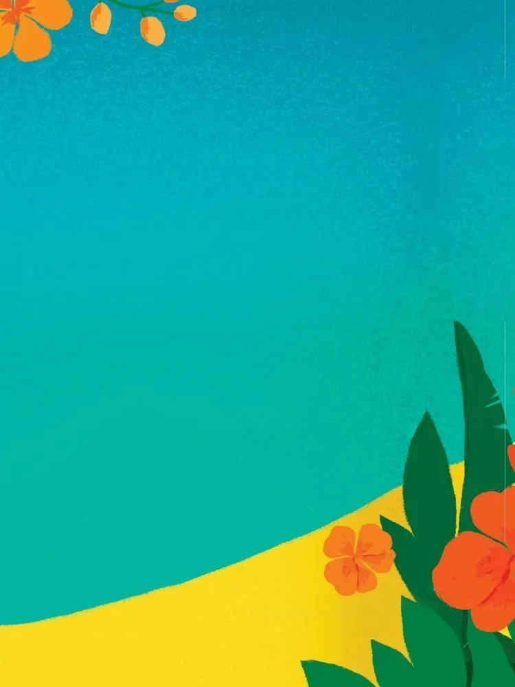 2D tropical beach graphic