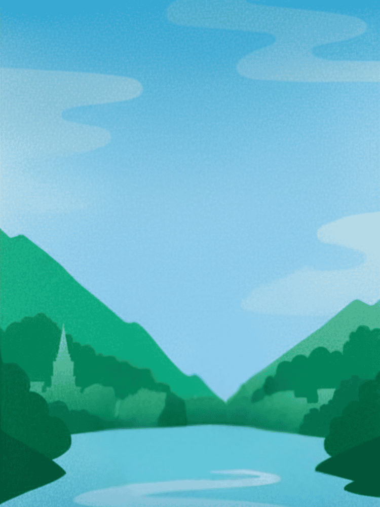 2D river and mountains graphic