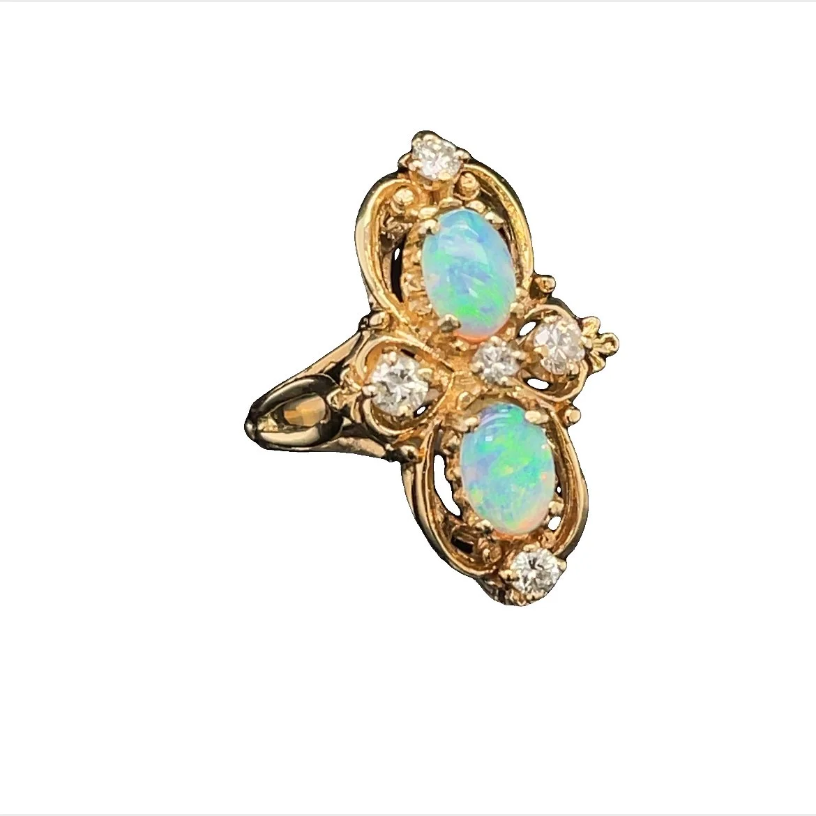 14k Vintage Opal Ring with Diamonds