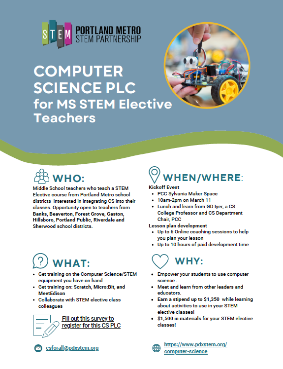 PLC for MS STEM Elective Teachers