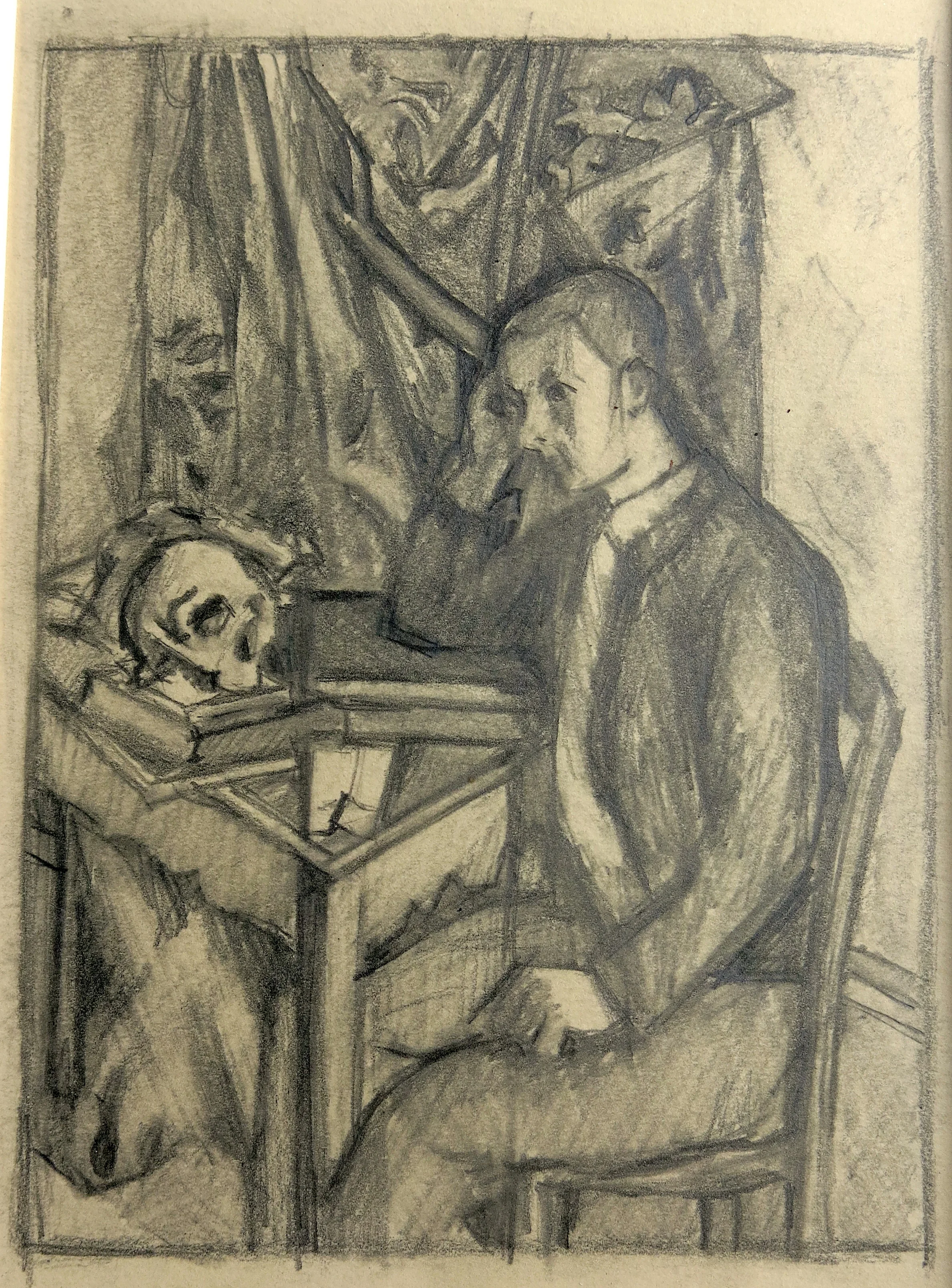 Cézanne, Boy with Skull/ graphite on paper 9 x 6"