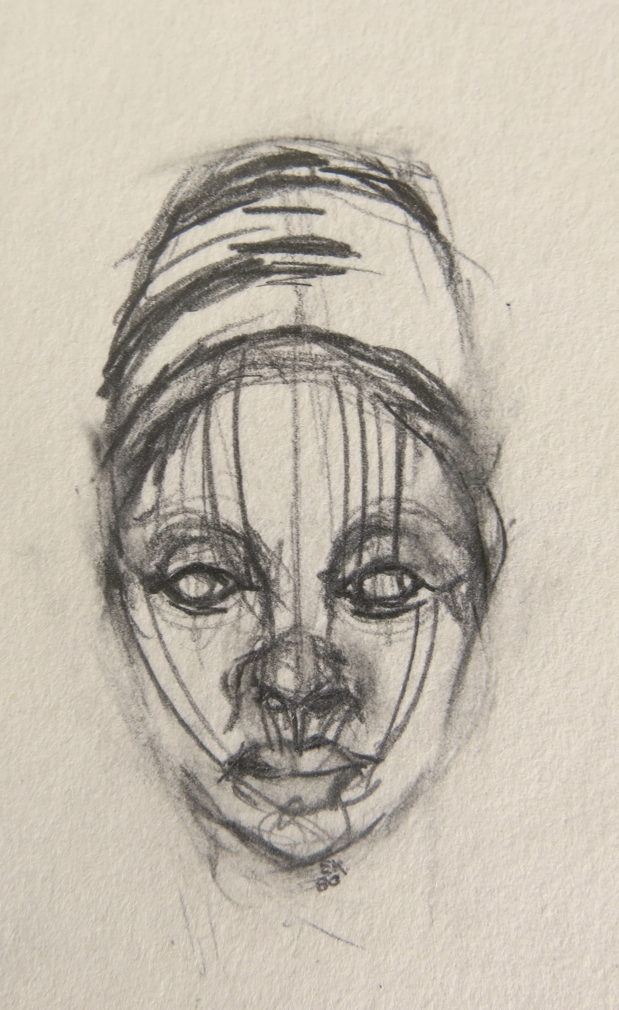 Ife head/ graphite on paper 10 x 8"