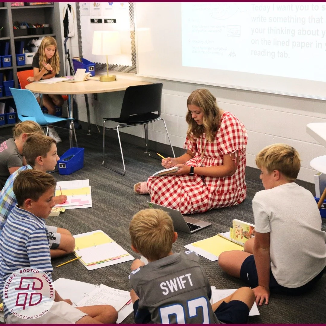 Last week, fifth-grade students were writing deeply about their reading. That foundational skill will then lead them to be able to give evidence for a theme in a novel tomorrow and ultimately be able to expand their perspective to decipher meaning fr