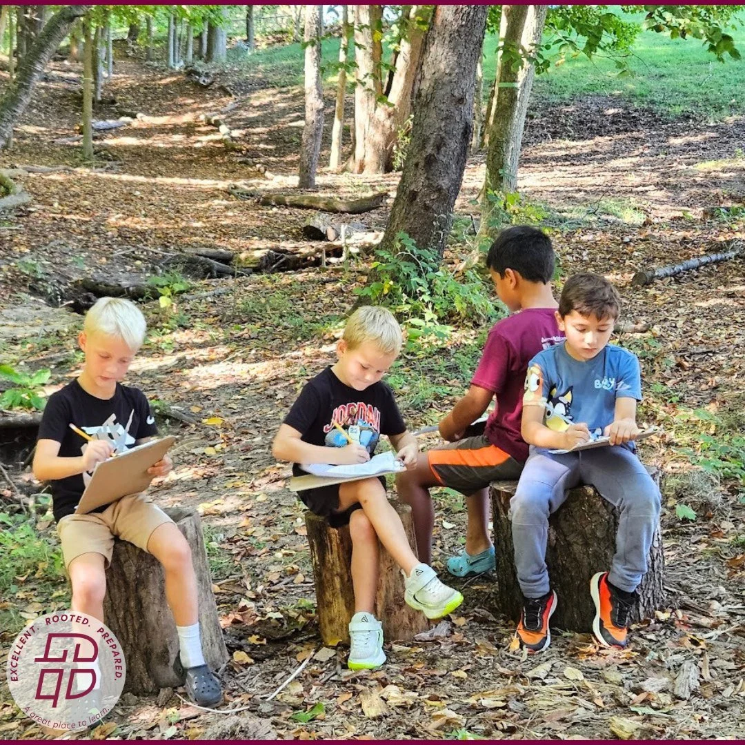 First graders enjoyed one of their outdoor learning spaces while working on their writing! #bccs #bccsfirstgrade