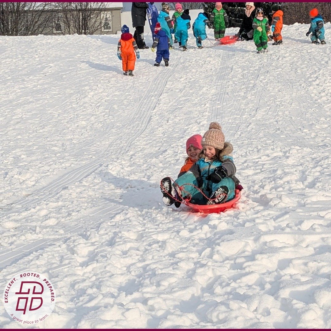 There&rsquo;s nothing better than sledding with friends! Our preschoolers have been loving their time outdoors this winter! #bccs #bccspreschool