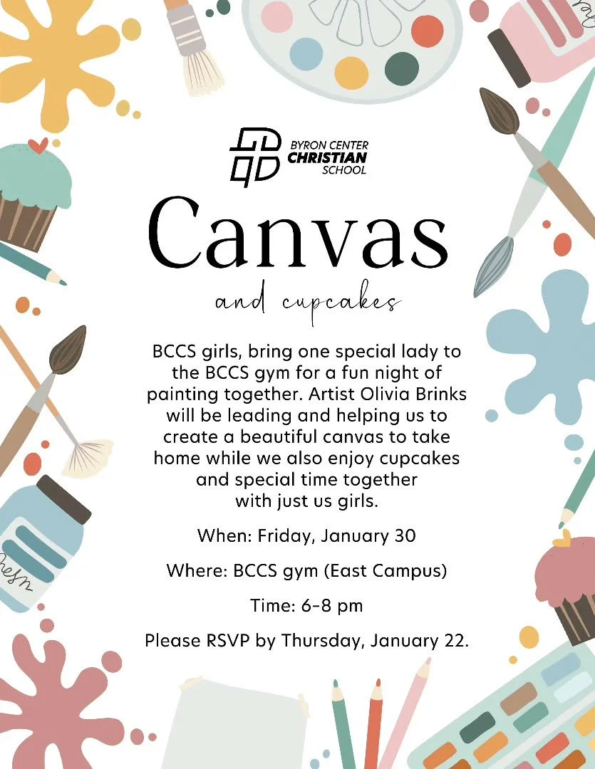 All BCCS girls are invited to join us for our Canvas and Cupcakes event later this month. Details and sign-ups are in the newsletter (and boys can stay tuned for an event later this spring)! #bccs