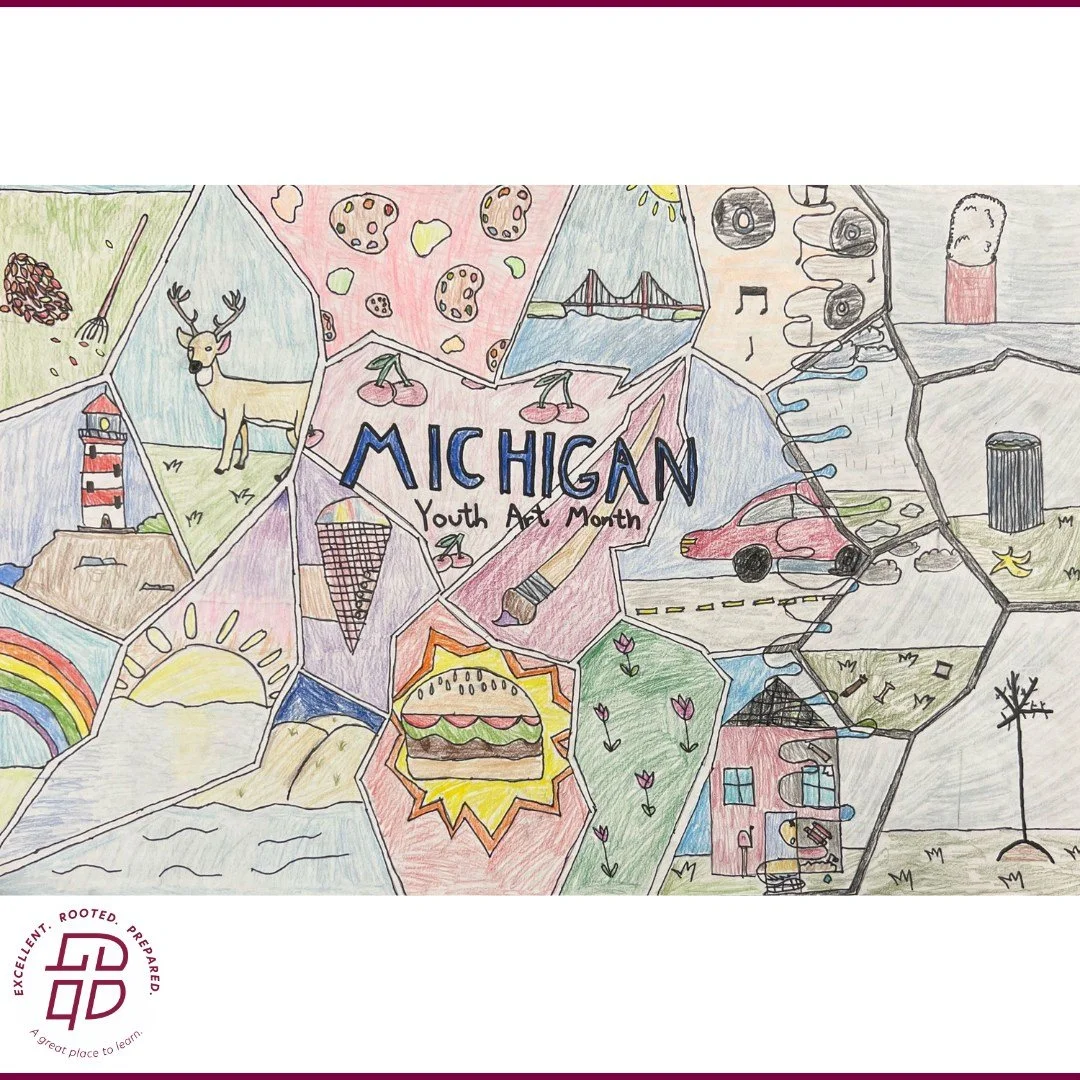Congratulations to Elise, whose flag design was chosen as the elementary winner in the Michigan Art Education Association flag contest, and to Brittyn, whose poster won first place at the state level in the Sons of the American Revolution contest! #b