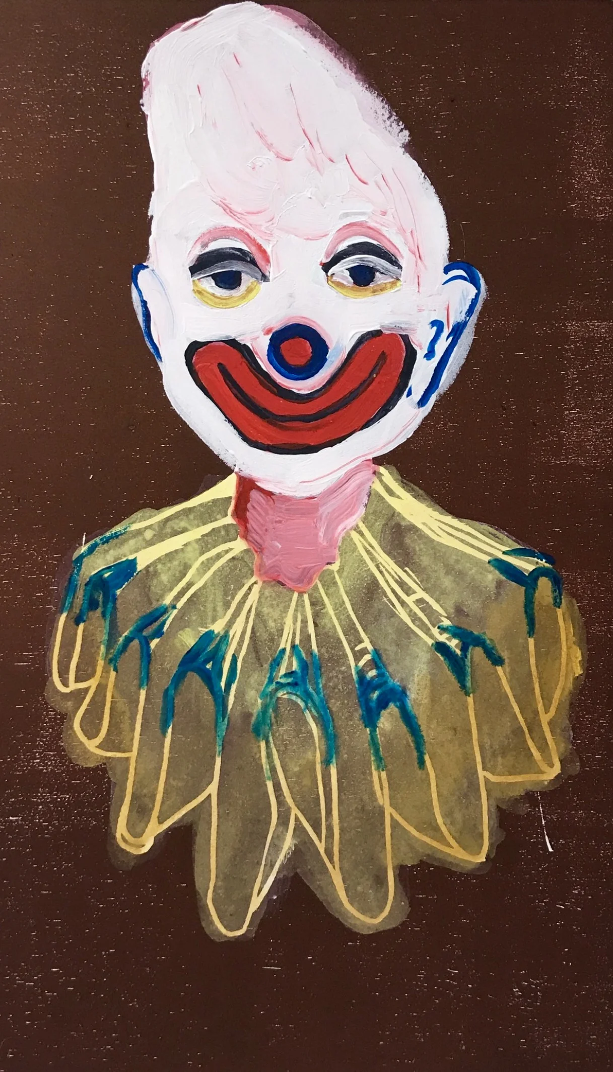   whipped-cream-clown   woodblock print and acrylic   2018 