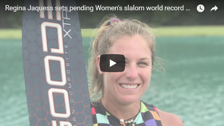 Regina Jaquess sets pending Women's slalom world record of 4 buoys at 41 feet off