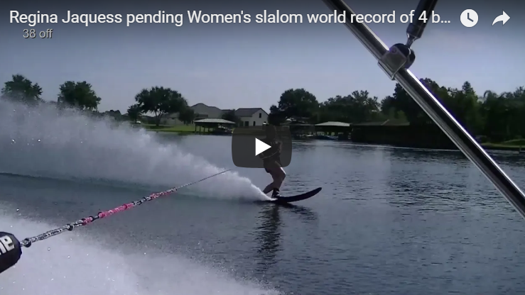 Regina Jaquess pending Women's slalom world record of 4 buoys at 41 – Raw Video & boat path