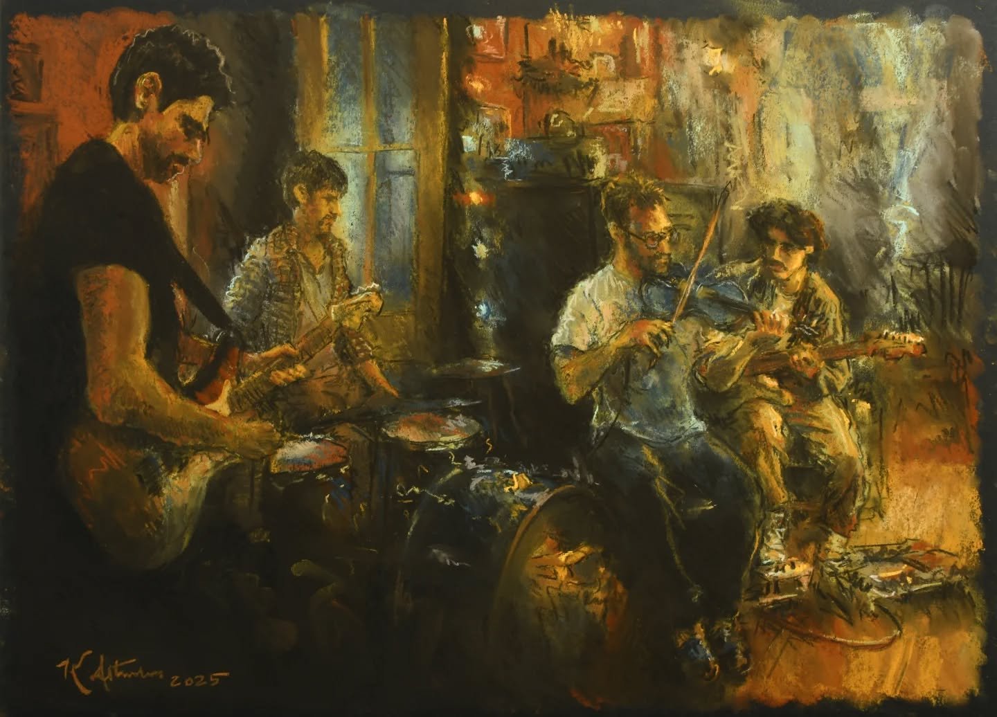 Jalopy Tavern Study No. 2 is in the books! Such unique music draping the scene, and it paired exceedingly well with Vienna lagers.  Yet another great bar within walking distance of me that I don't draw enough ..
.
Artist's Insight: Sitting very close