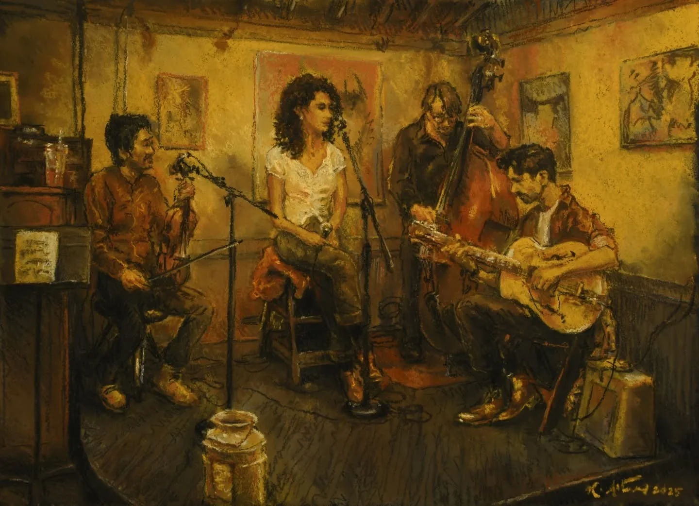 Delightfully familiar faces and sounds from Sunny's Study No. 23!  The atmosphere this time around was a vibrant warm yellow, spread evenly across the scene, and the tip jar made a guest appearance as usual. A sunny night!  Looking forward to squeezi