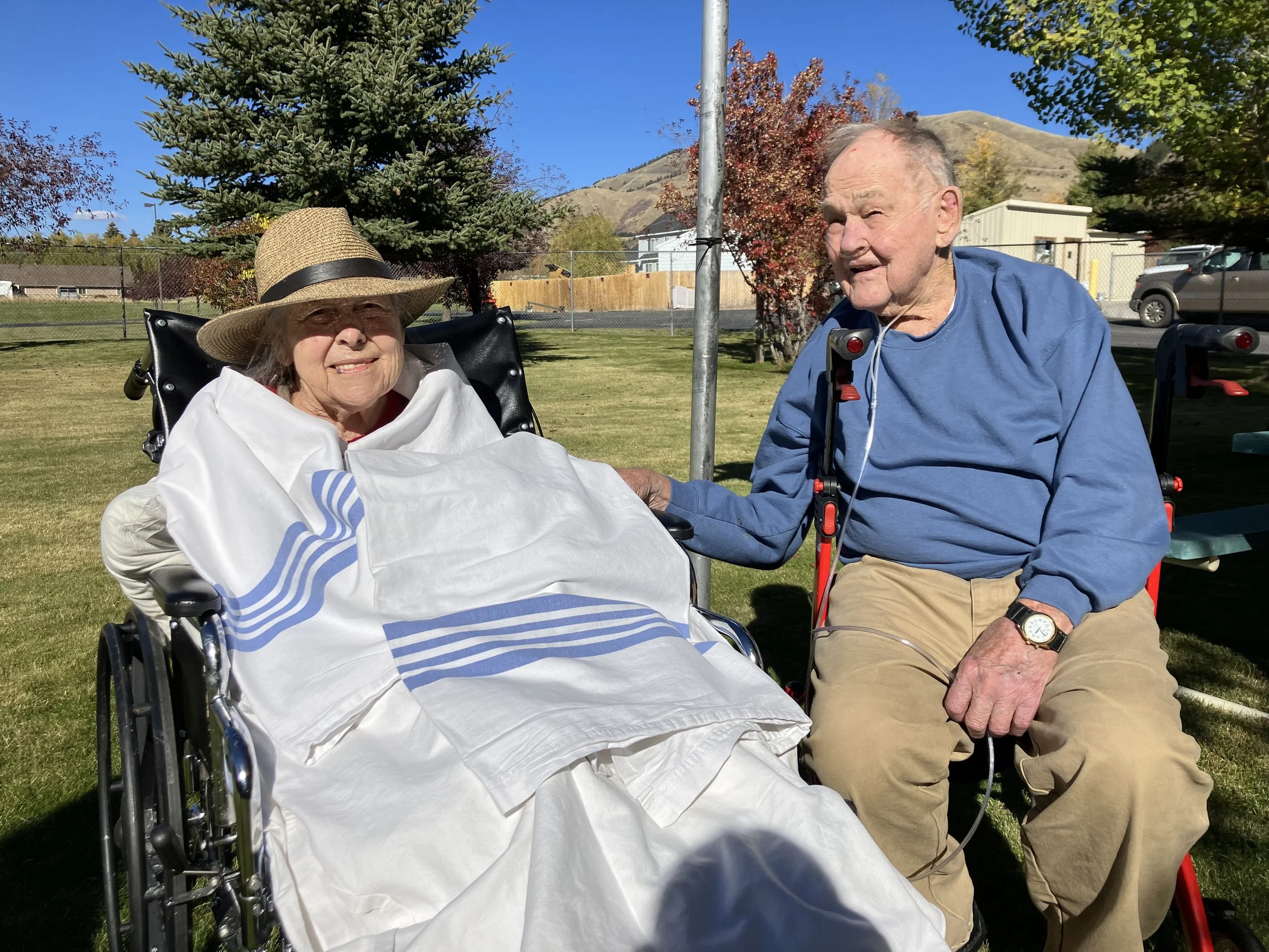 Mom all bundled up at Care Center