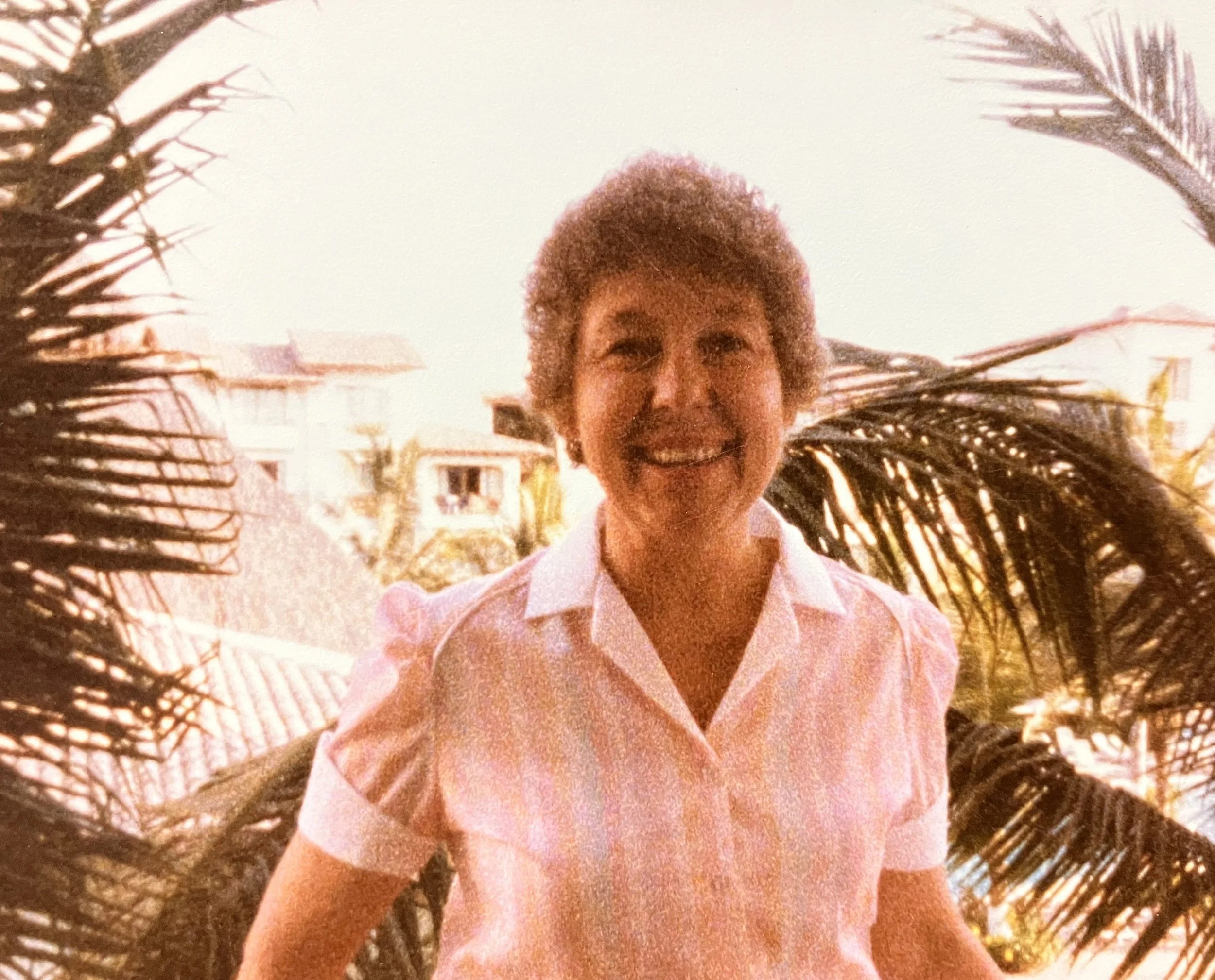 Mom on a trip with Kim somewhere warm