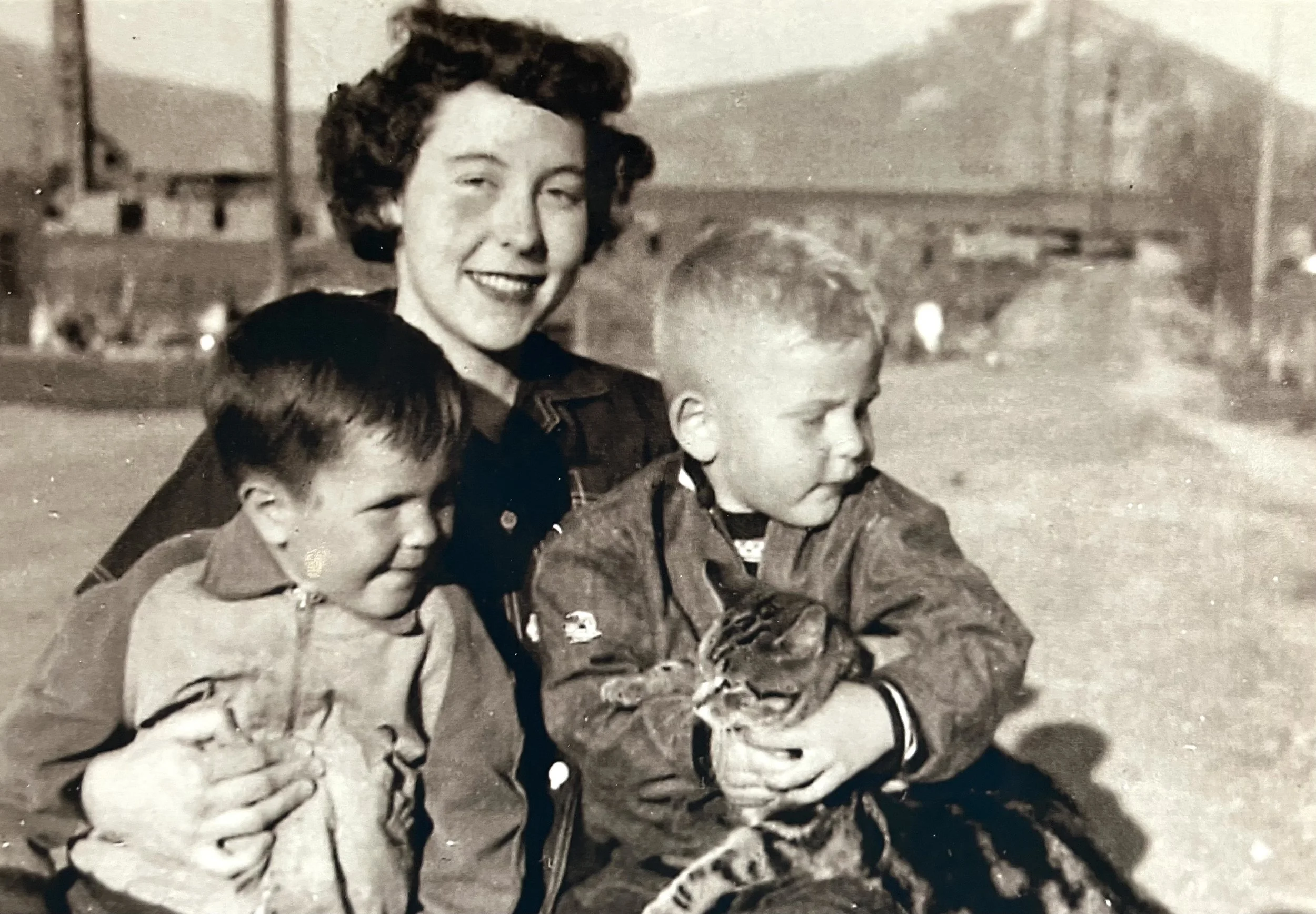 Randy, Mom, Me, and our cat. Brickyard