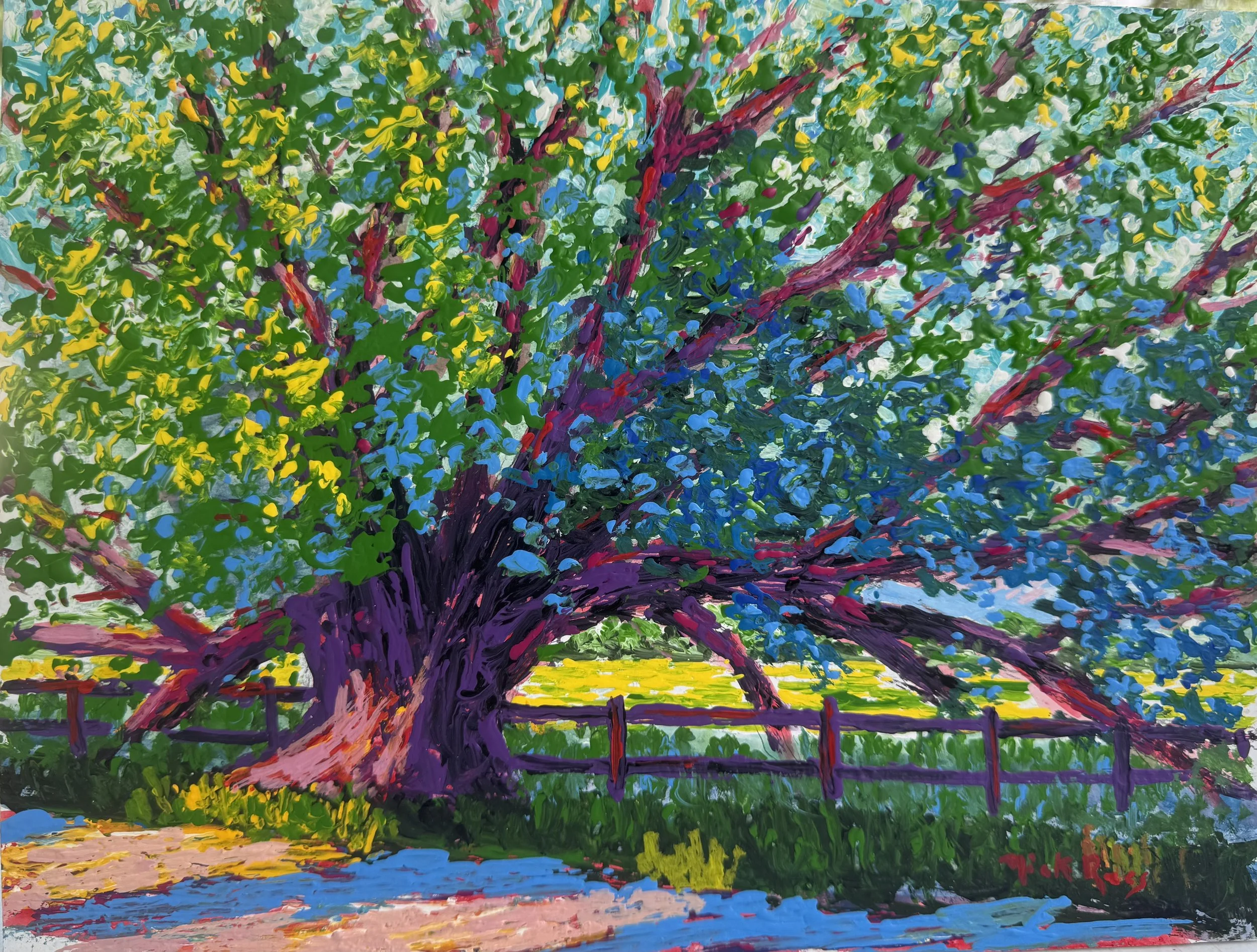 Roadside Cottonwood 12x16 acrylic