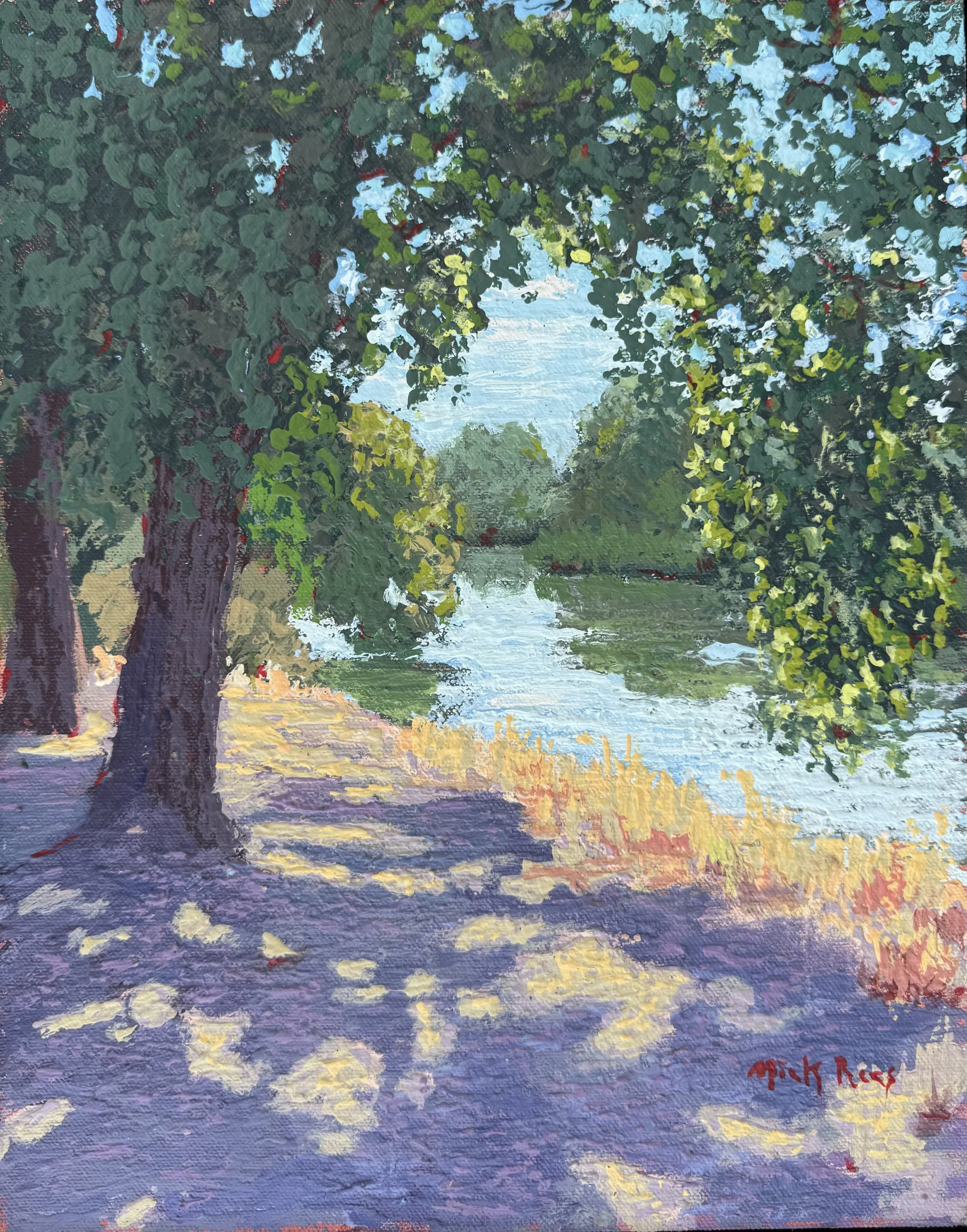 Riverside Shadows 16x12 acrylic