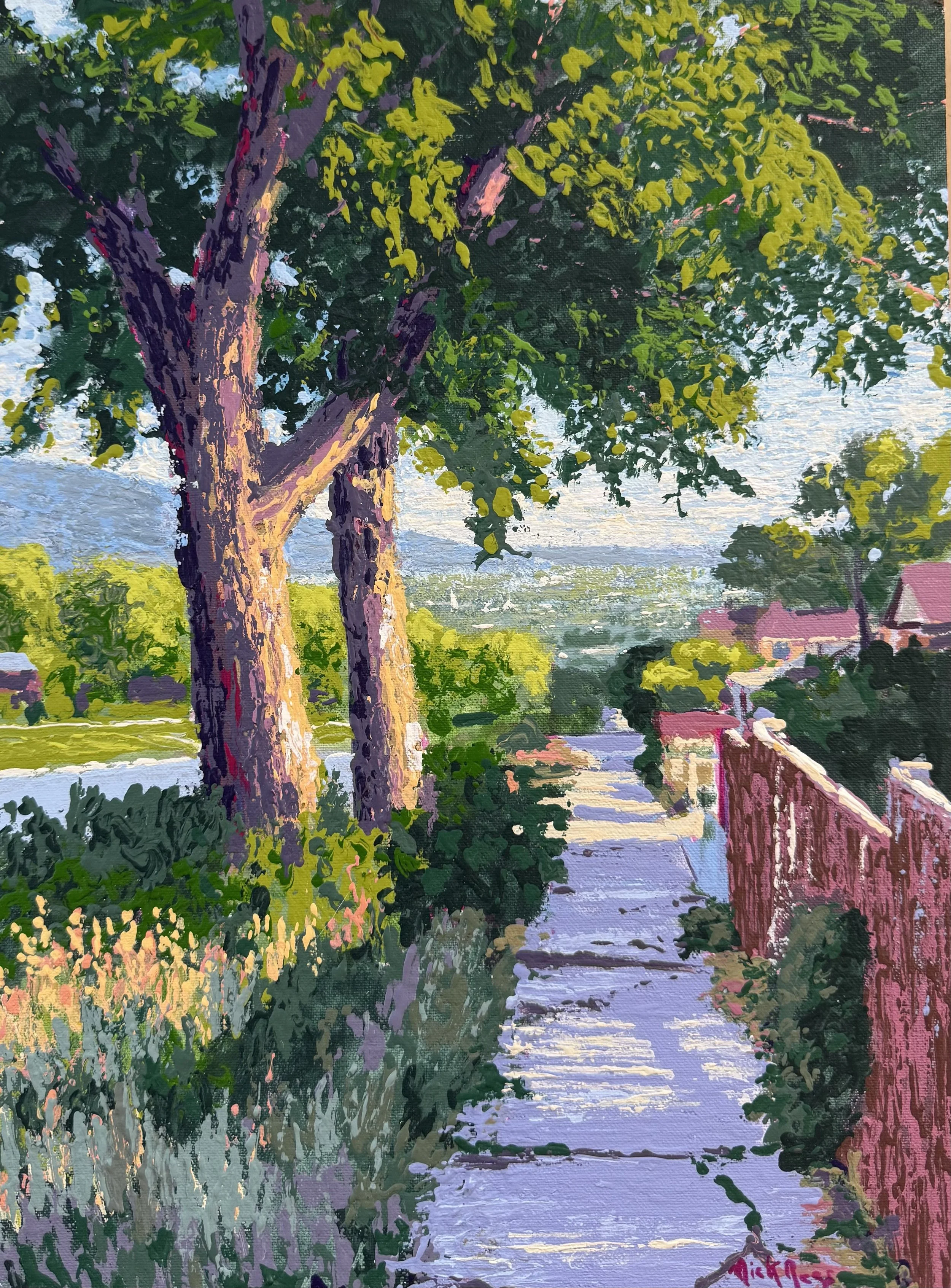 Walk in the Avenues  16x12 acrylic