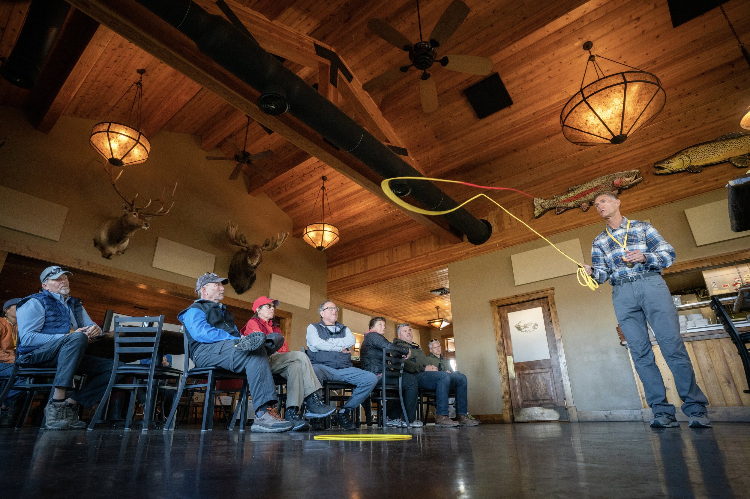 Indoor casting demonstration.