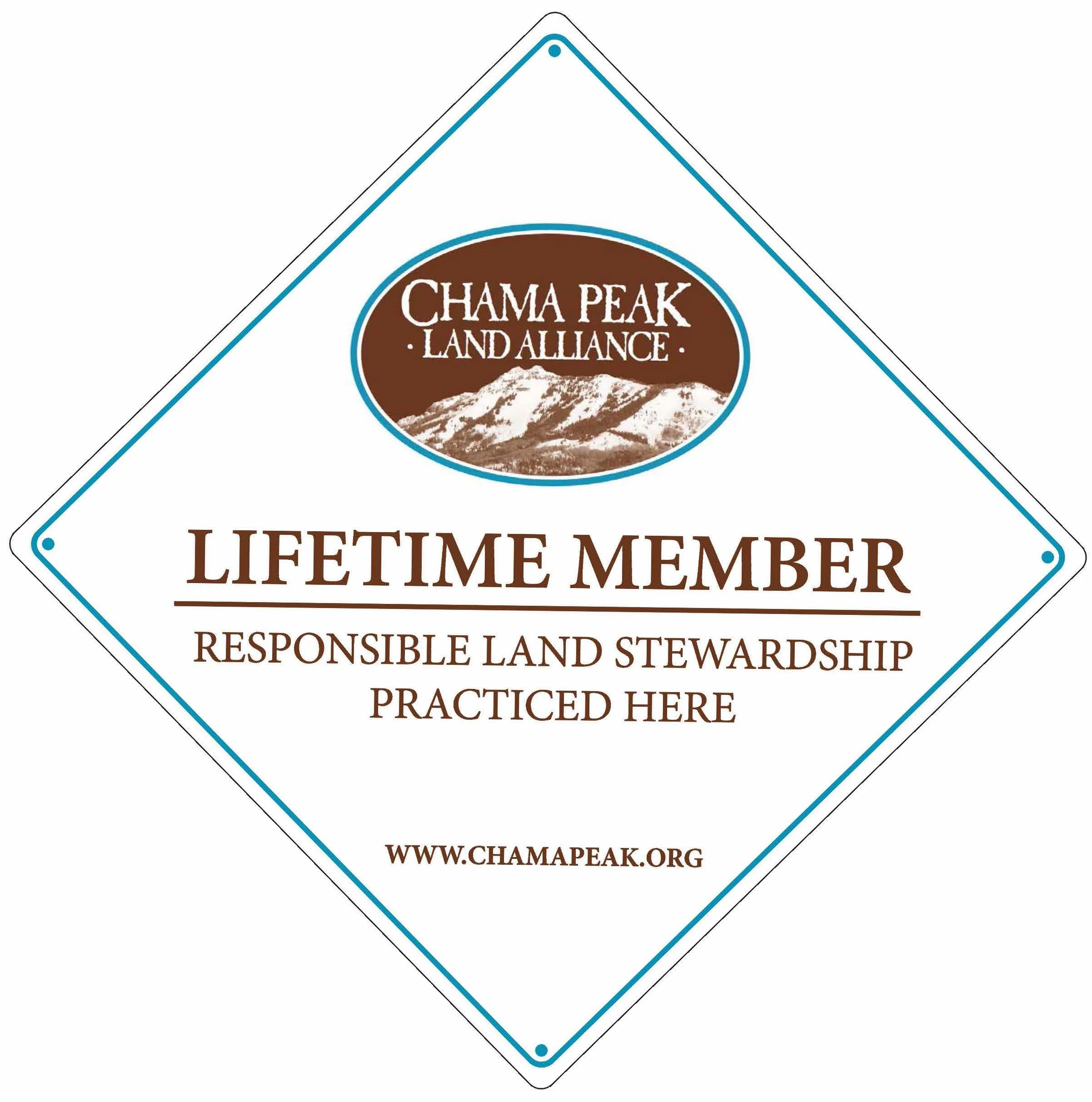 Display your lifetime's commitment to good land stewardship with this 18"x18" heavy duty aluminum sign, available to Lifetime Members only!
