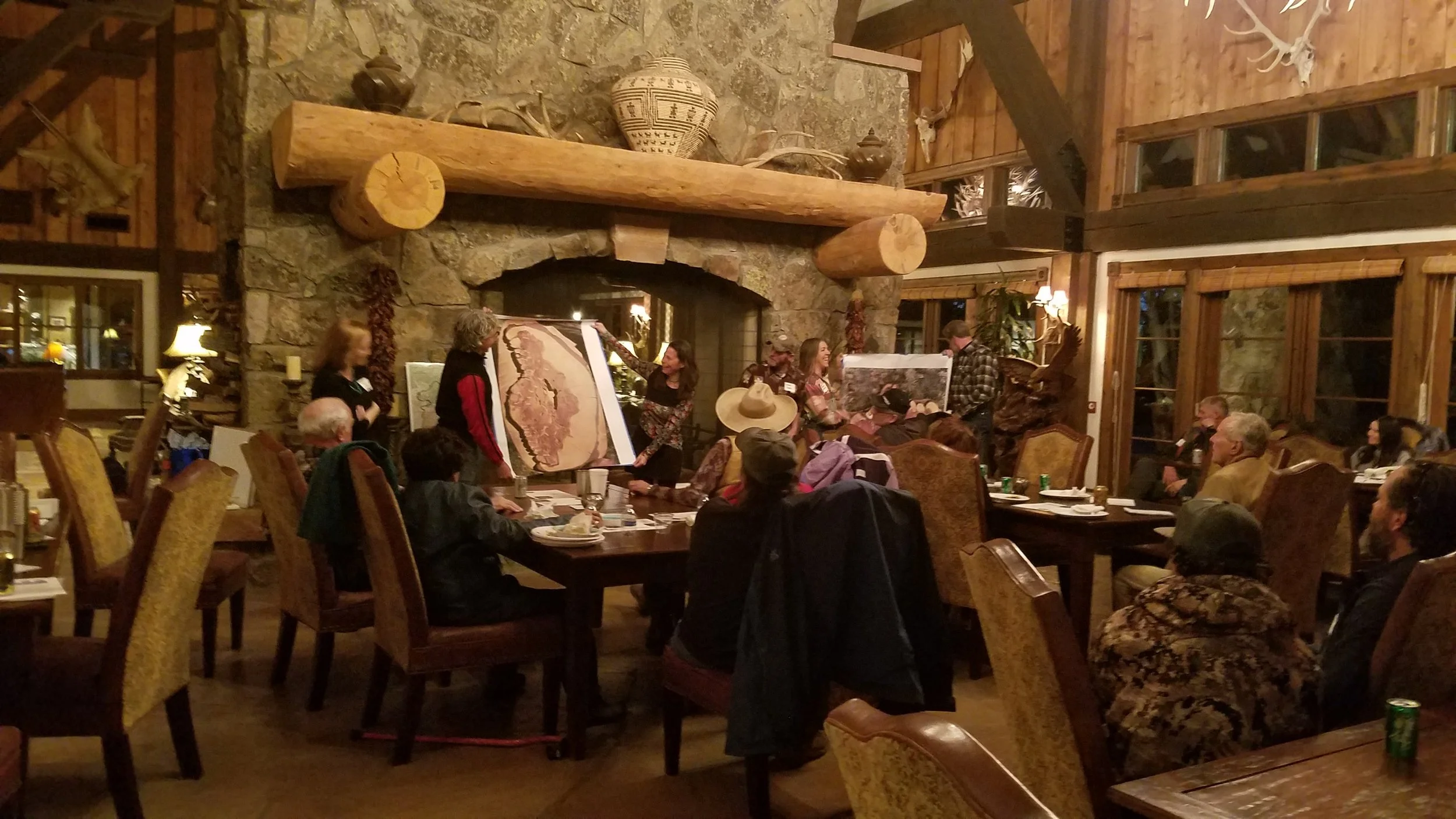 Having fun during a forest health presentation by Mary Stuever at the 2018 Winter Social.