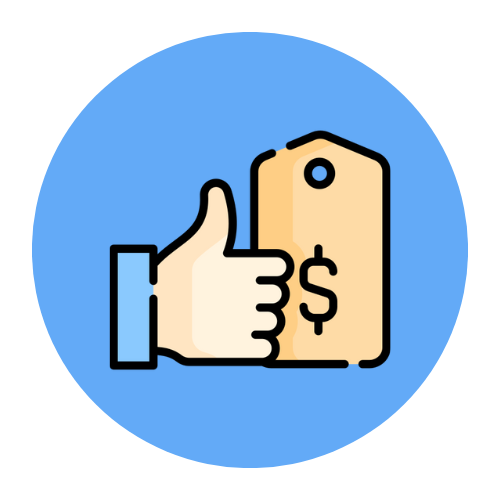 Icon representing affordable pricing for custom screen printing and embroidery.