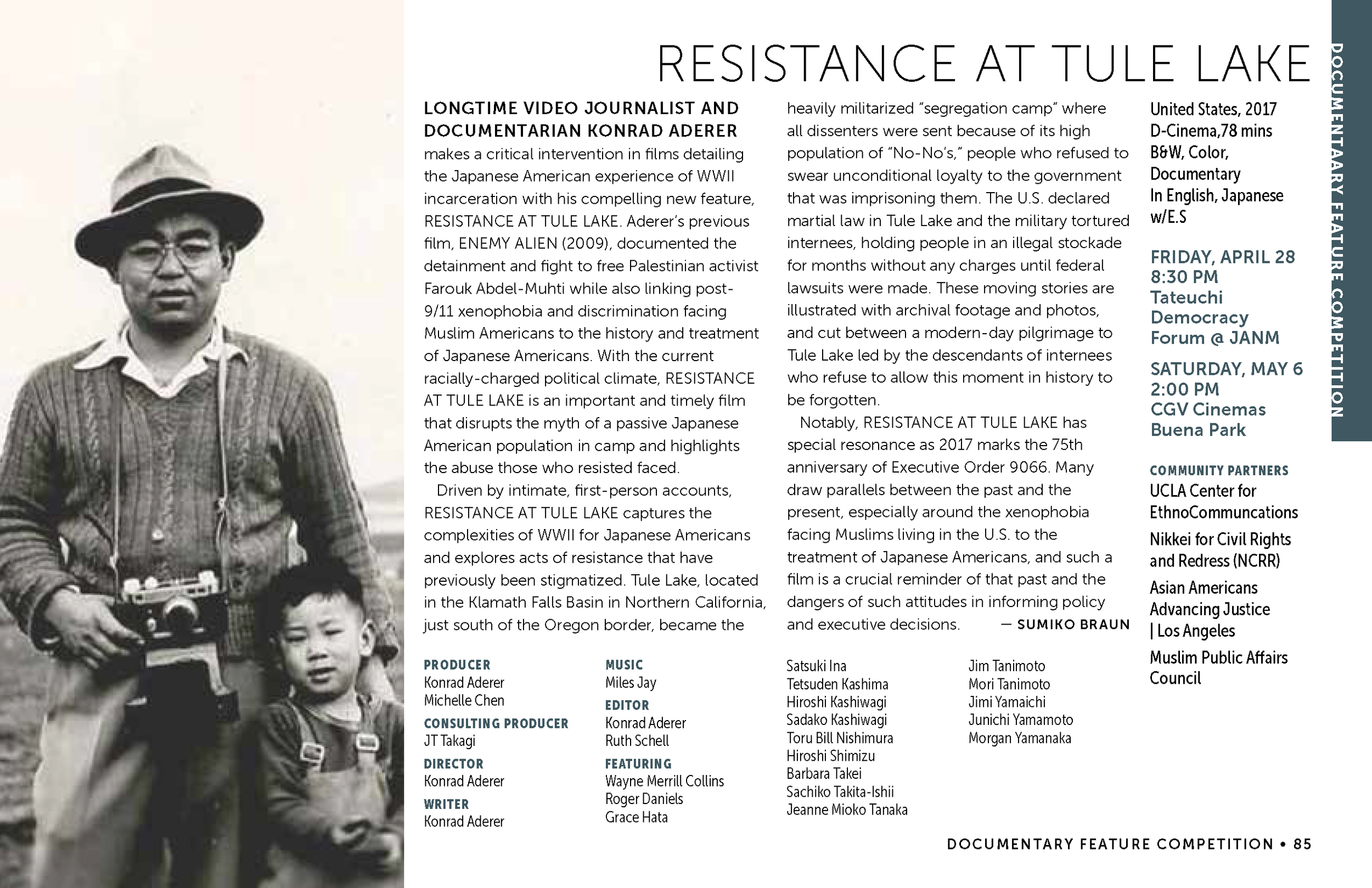 LAAPFF 2017 Program Notes: RESISTANCE AT TULE LAKE