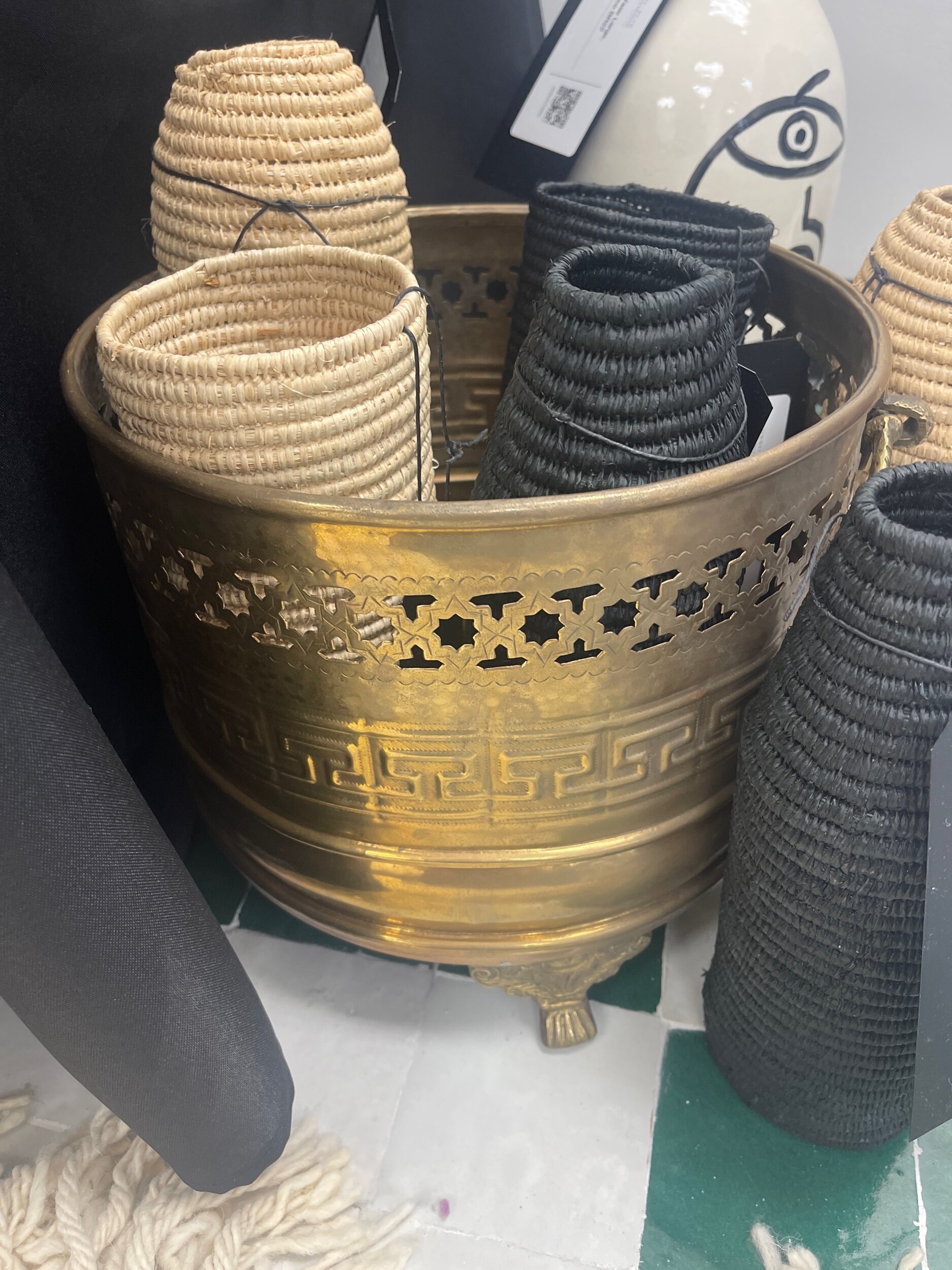 Round Brass Jardiniere: Morocco