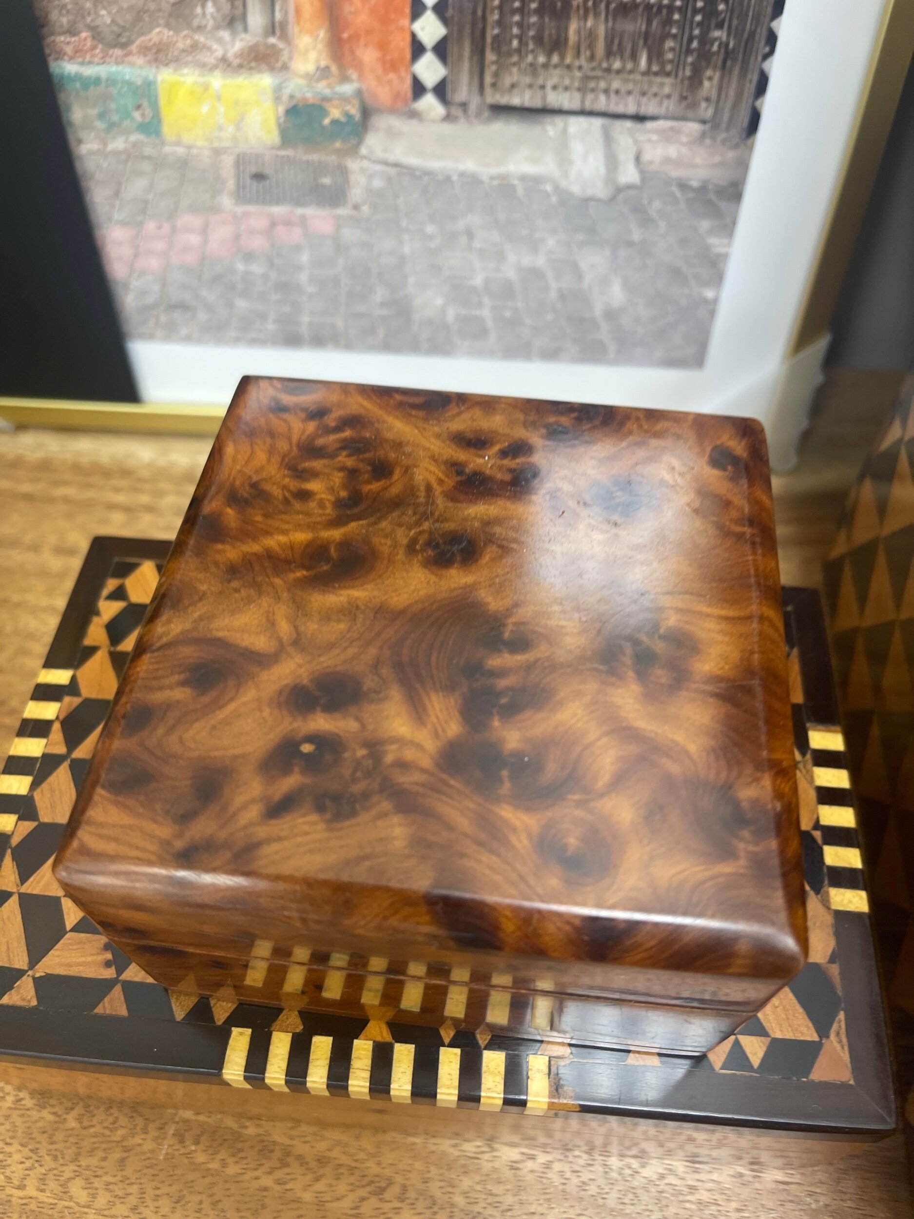 Square Burl Box: Morocco