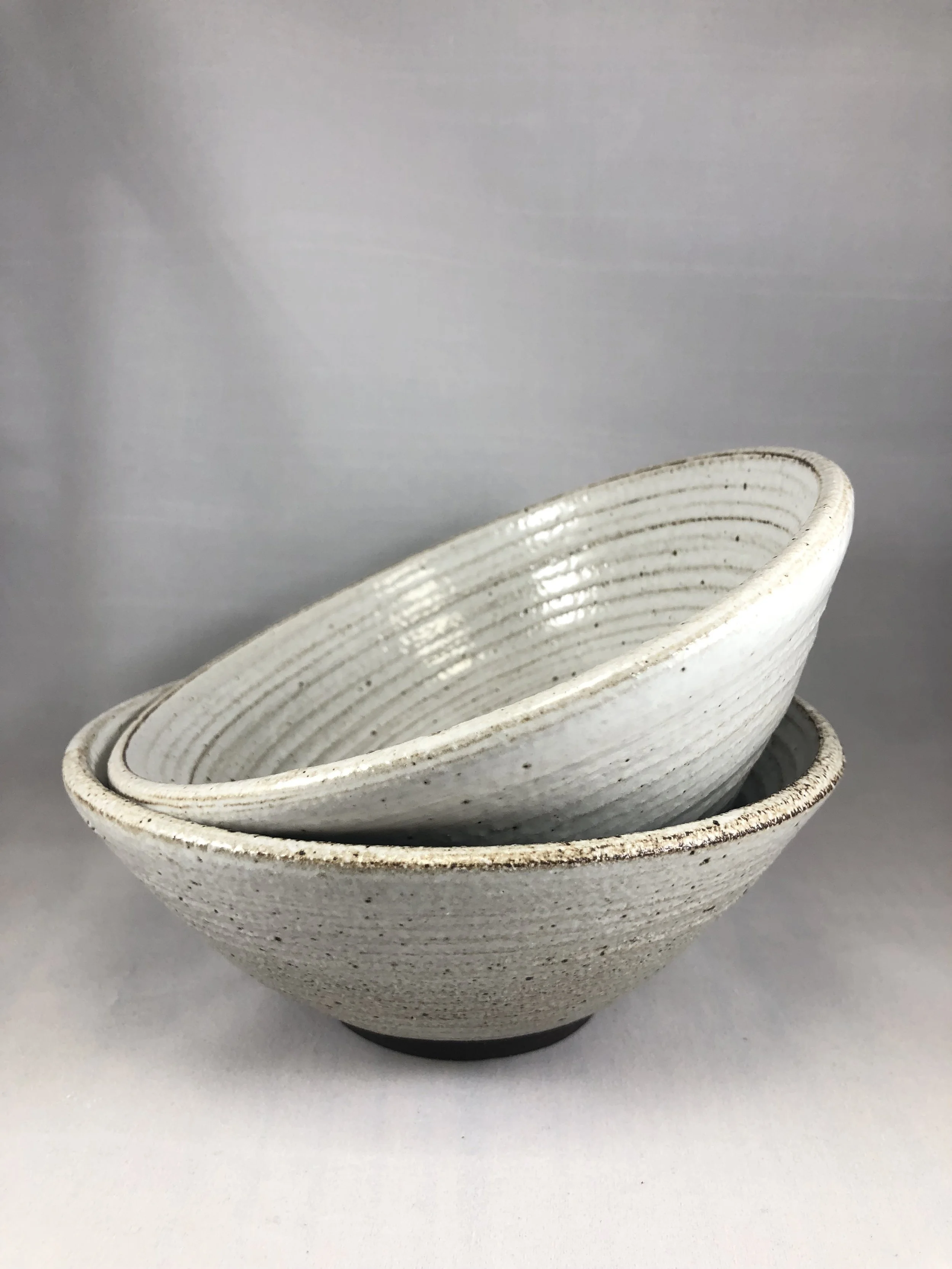 Set of 2 White Spiral Bowls