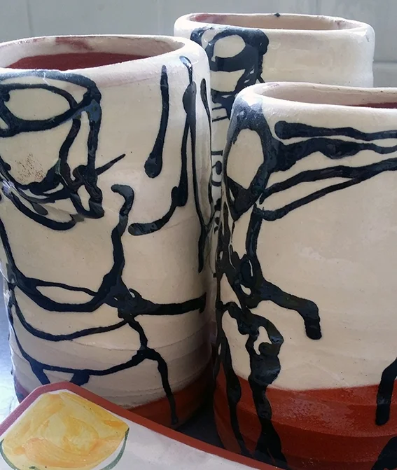Hand buillt vases with Steven