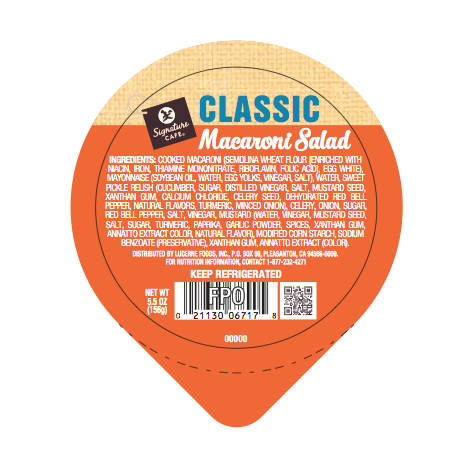 Safeway Signature Cafe Macaroni Salad Foil Lid