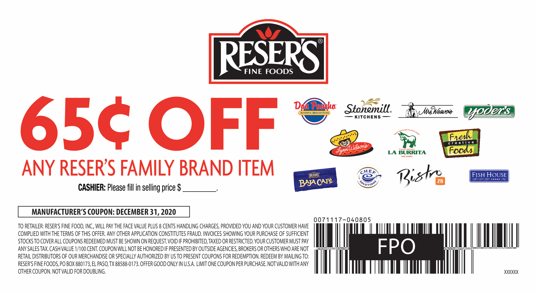 Reser's Coupon Template