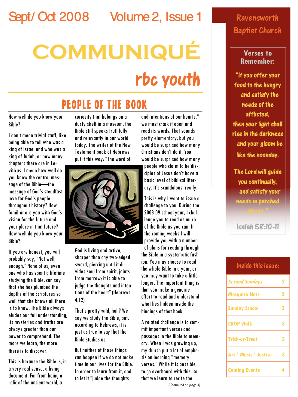 Ravensworth Baptist Church Youth Newsletter, Sep 2008