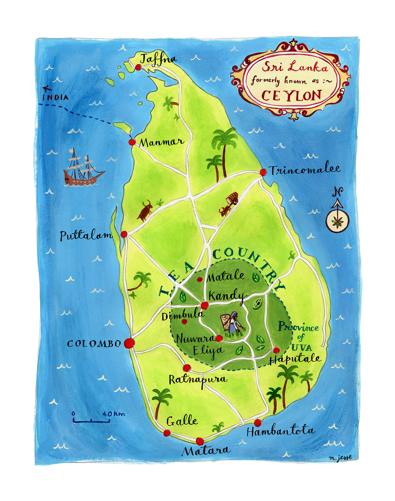 Sri Lanka tea map