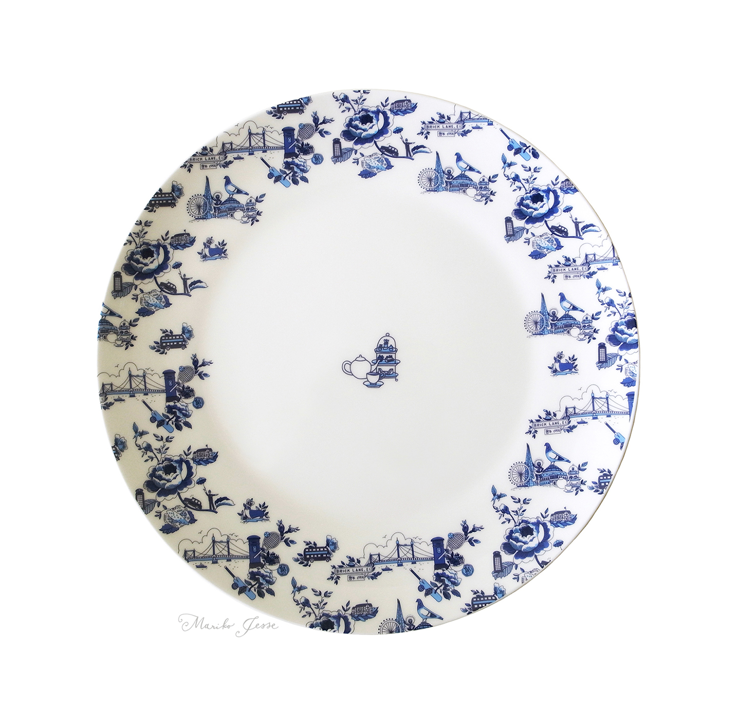 London toile dinner plate