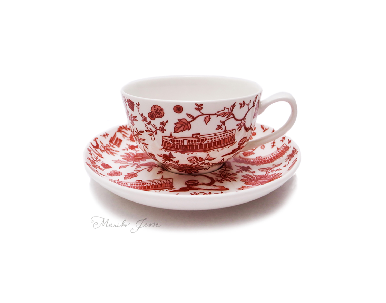 teacup and saucer in HK toile collection